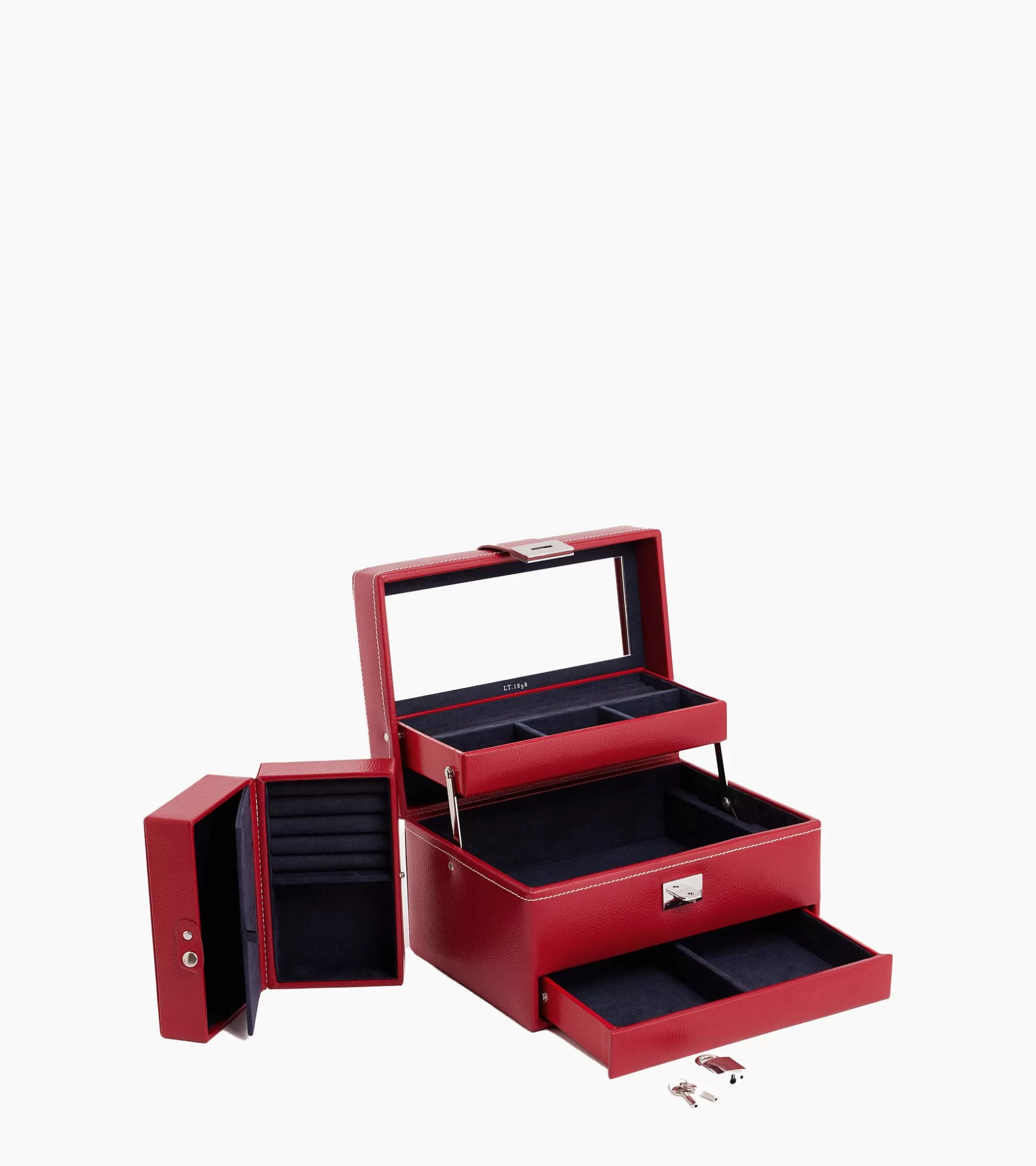 Femme Le Tanneur Boite à bijoux moyen modèle ouverture automatique en cuir - Garnet red