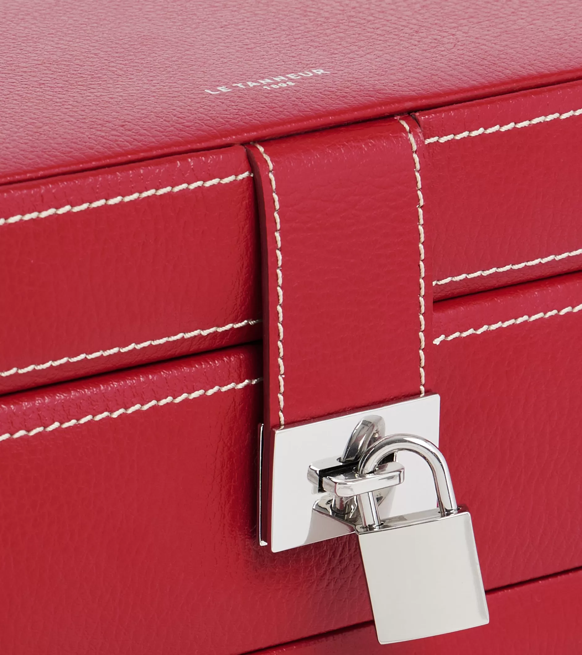 Femme Le Tanneur Boite à bijoux moyen modèle ouverture automatique en cuir - Garnet red