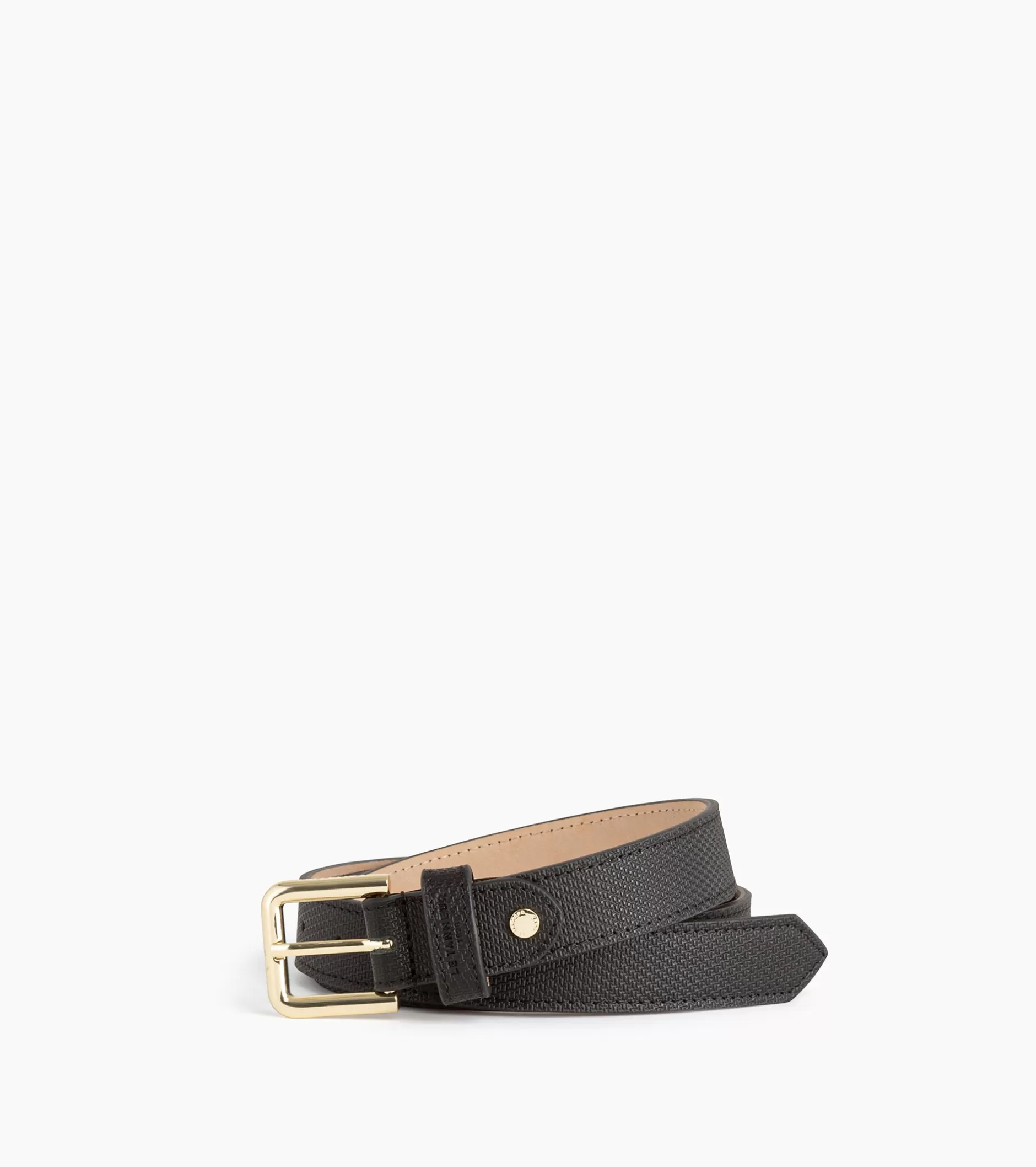 Femme Le Tanneur Ceinture femme avec boucle carrée en cuir signature t - Black