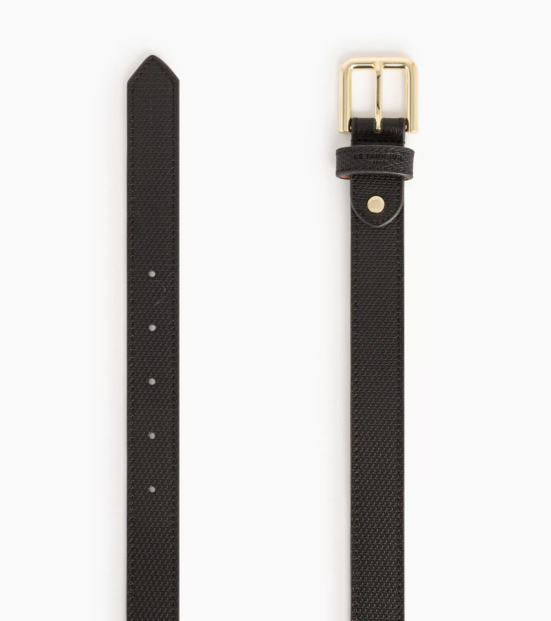 Femme Le Tanneur Ceinture femme avec boucle carrée en cuir signature t - Black