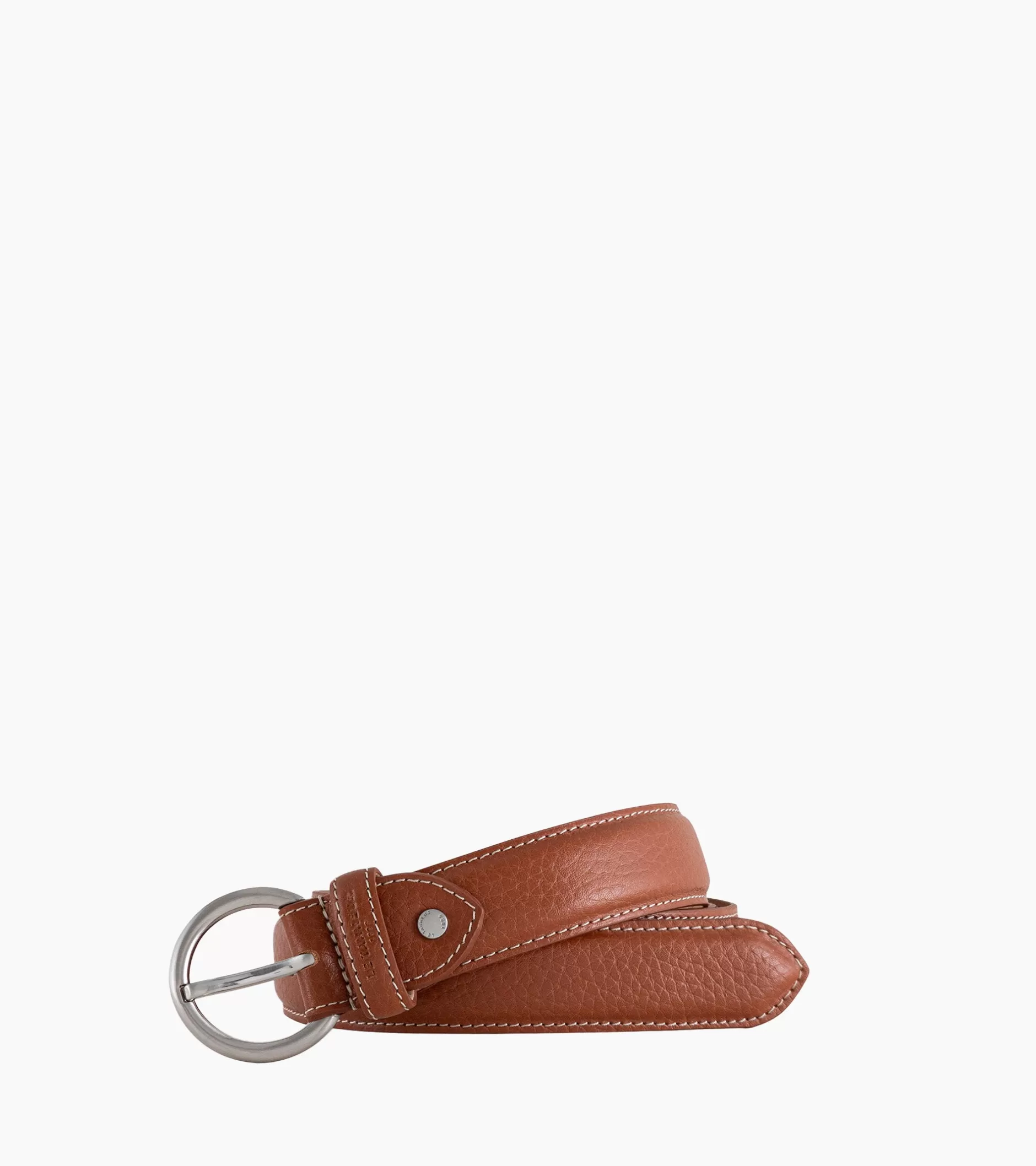 Femme Le Tanneur Ceinture femme avec boucle ronde en cuir grainé - Marron tan