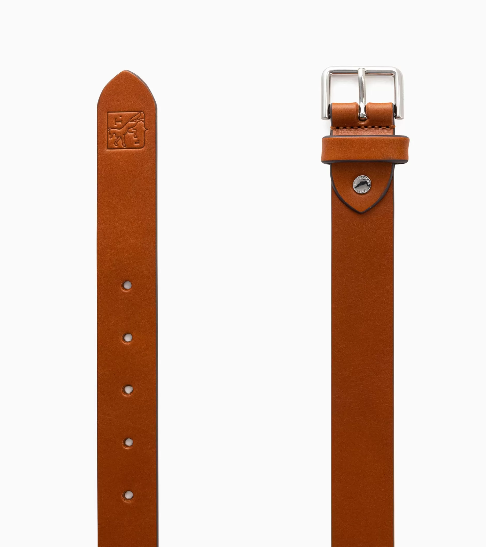 Homme Le Tanneur Ceinture homme avec boucle carrée en cuir lisse - Brown Tan