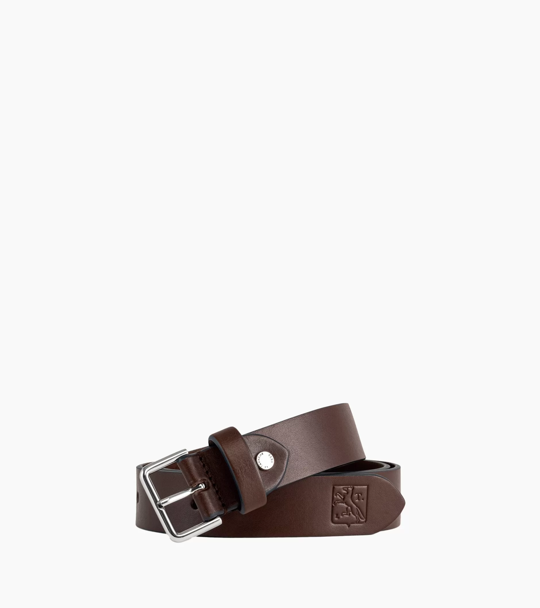 Homme Le Tanneur Ceinture homme avec boucle carrée en cuir lisse - Coffee Brown