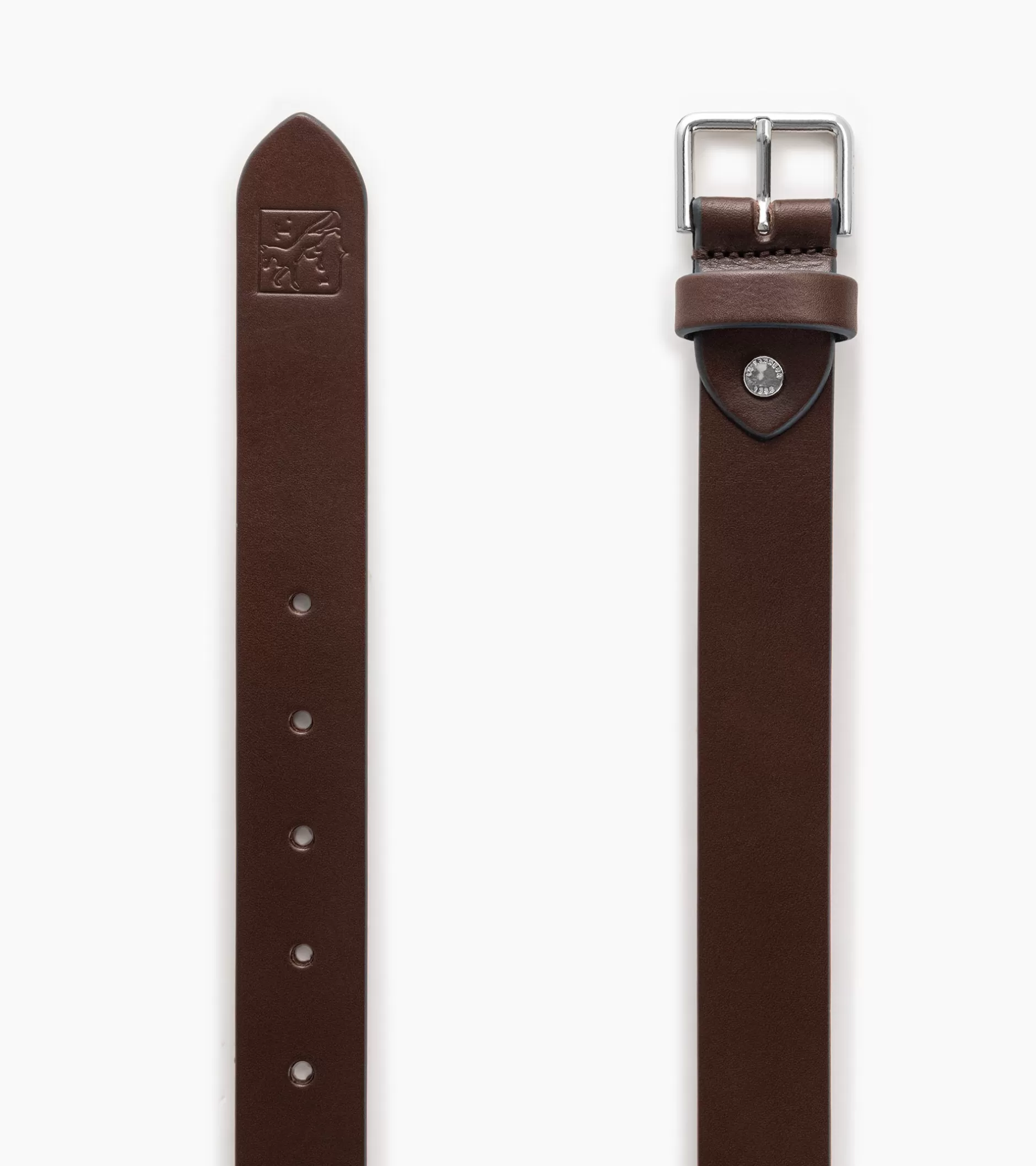 Homme Le Tanneur Ceinture homme avec boucle carrée en cuir lisse - Coffee Brown