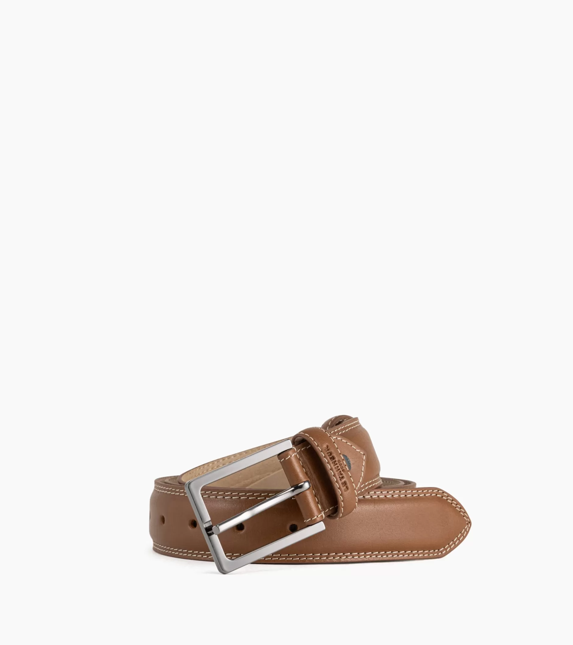 Homme Le Tanneur Ceinture homme avec boucle carrée Martin en cuir lisse - Marron tan