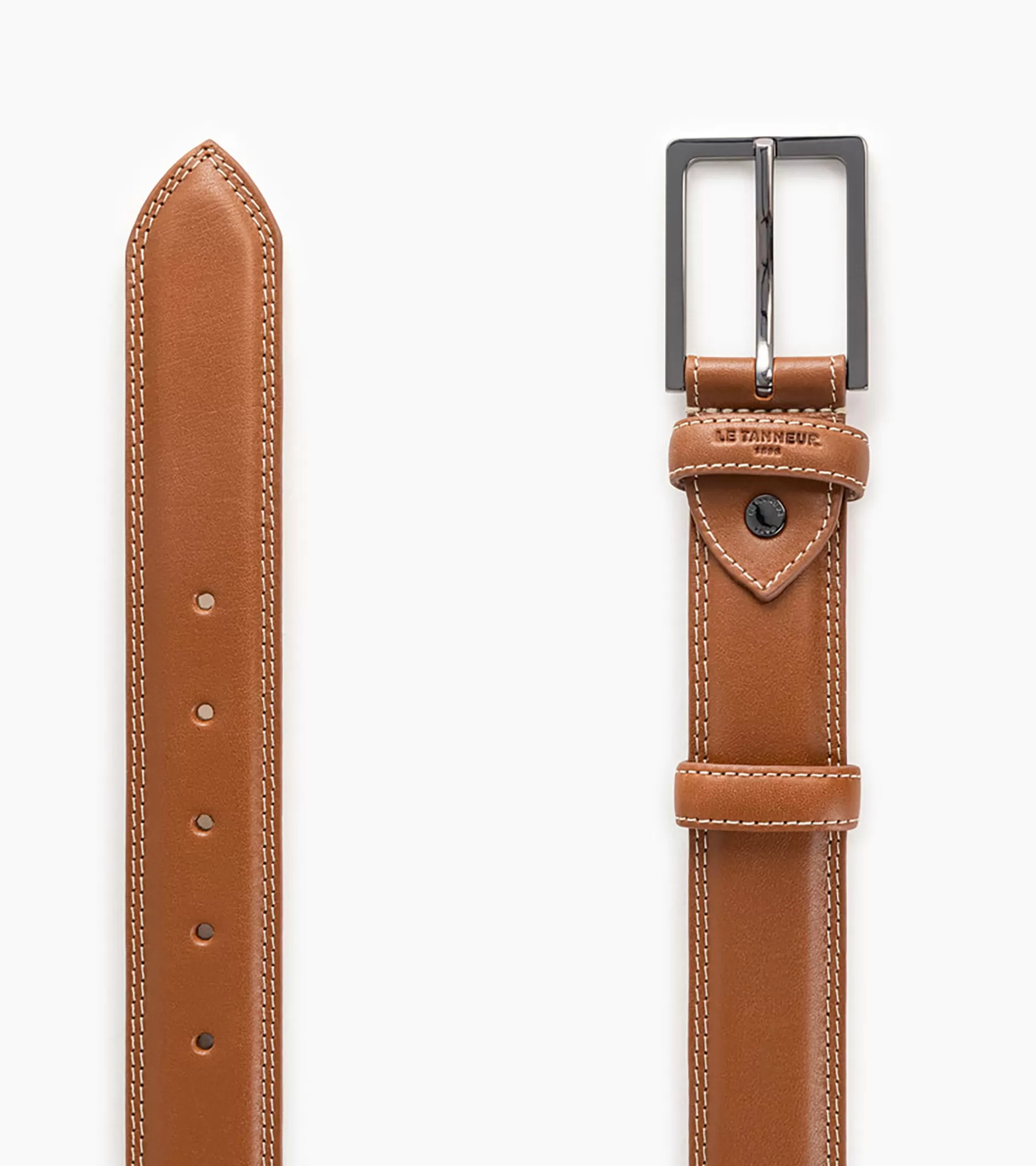 Homme Le Tanneur Ceinture homme avec boucle carrée Martin en cuir lisse - Marron tan