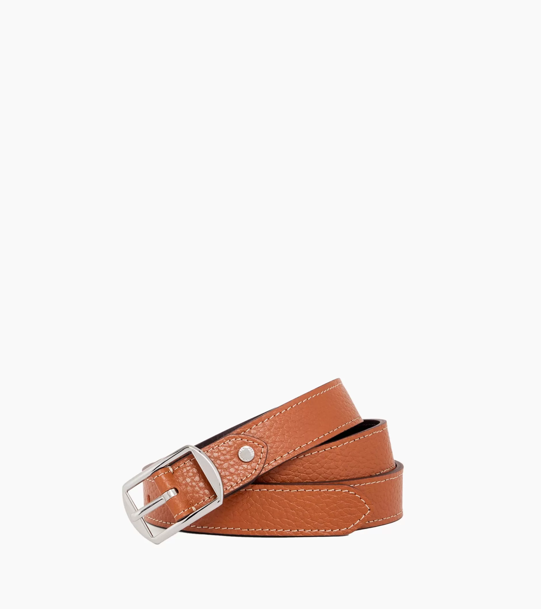 Femme Le Tanneur Ceinture réversible femme avec boucle carrée en cuir grainé - Black Brown