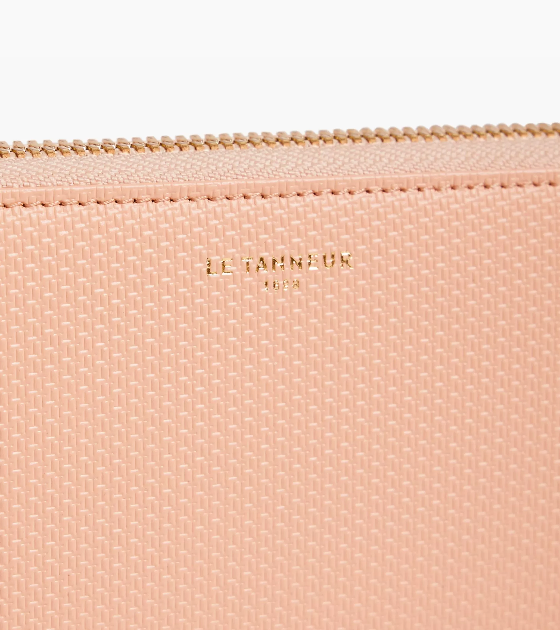 Femme Le Tanneur Compagnon zippé Emilie en cuir signature T - ROSE POUDRE