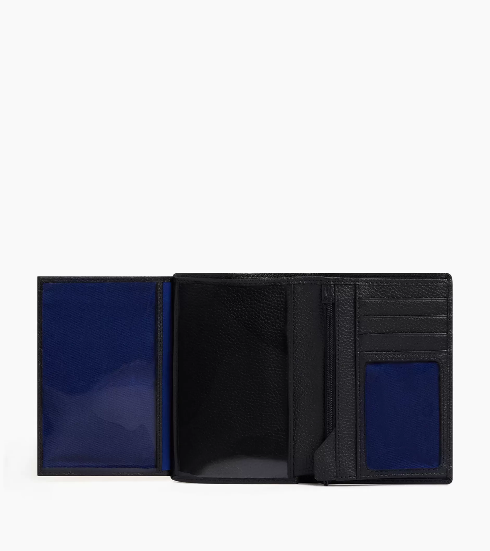 Homme Le Tanneur Grand portefeuille vertical zippé 2 volets Charles en cuir grainé - Black