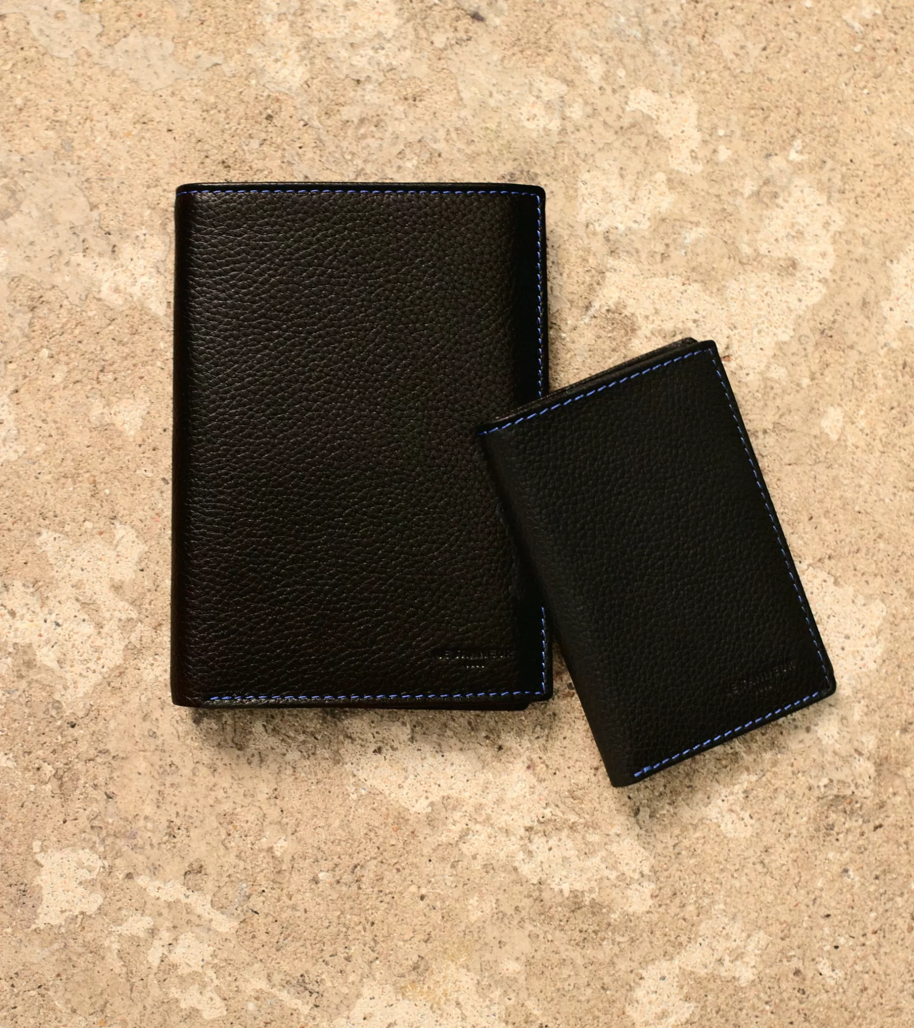 Homme Le Tanneur Grand portefeuille vertical zippé 2 volets Charles en cuir grainé - Black Le Bleu