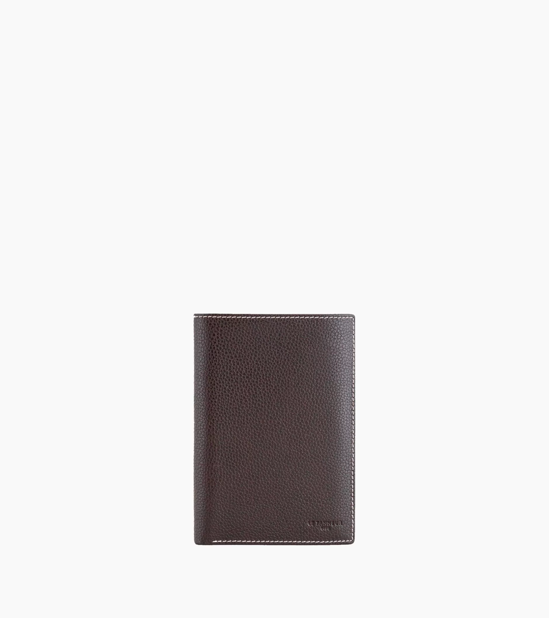 Homme Le Tanneur Grand portefeuille vertical zippé 2 volets Charles en cuir grainé - Brown Coffee Chalk White
