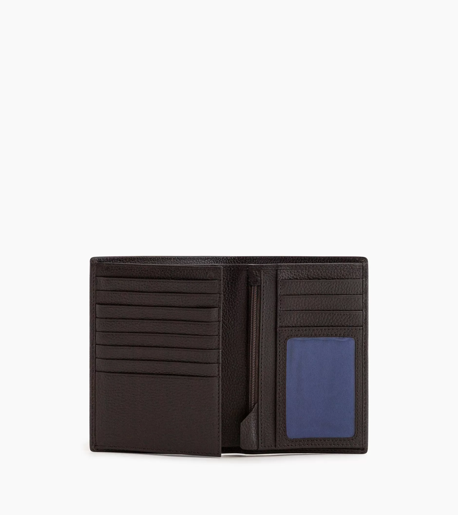 Homme Le Tanneur Grand portefeuille vertical zippé 2 volets Charles en cuir grainé - Brown Coffee Chalk White