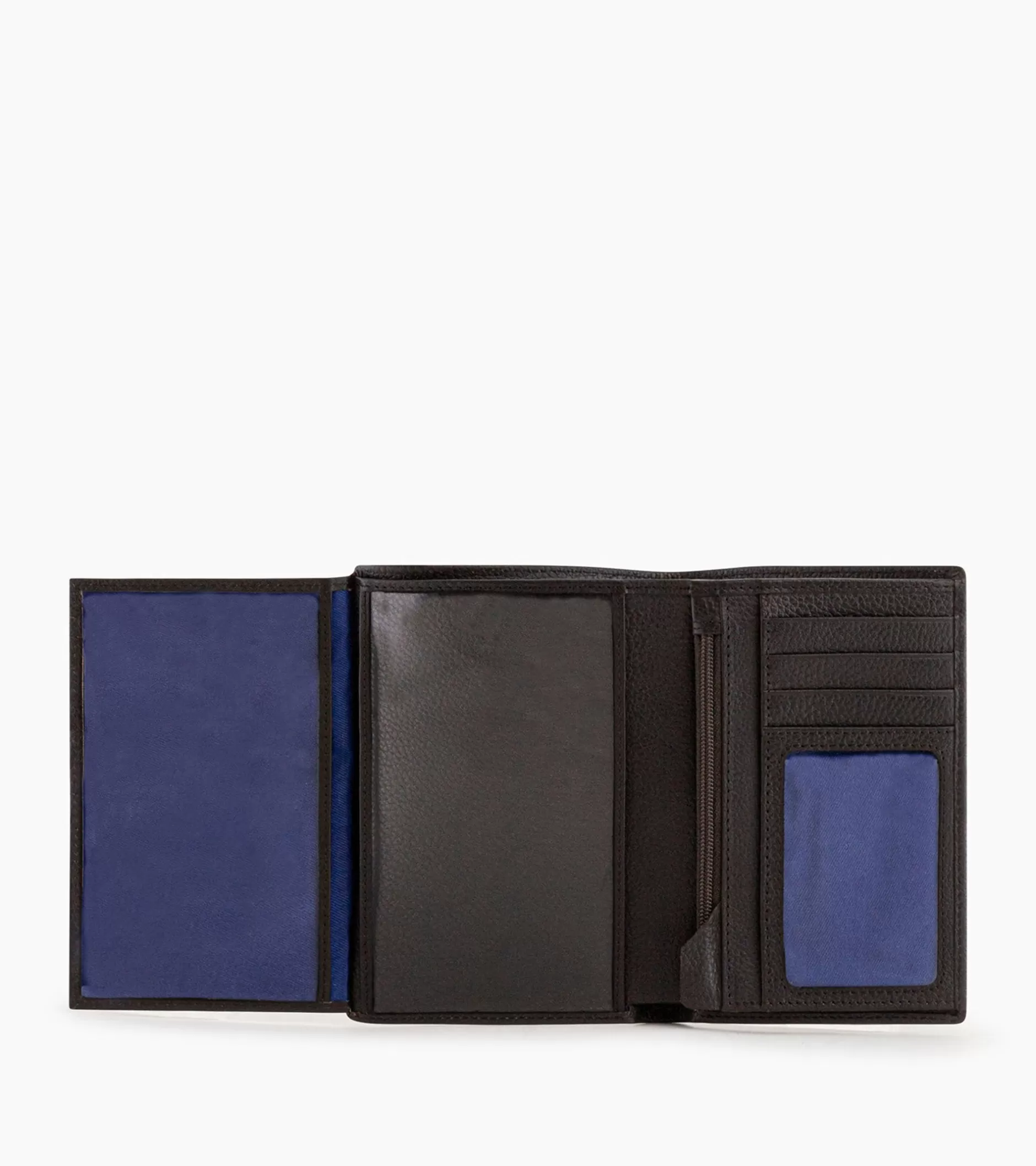 Homme Le Tanneur Grand portefeuille vertical zippé 2 volets Charles en cuir grainé - Brown Coffee Chalk White