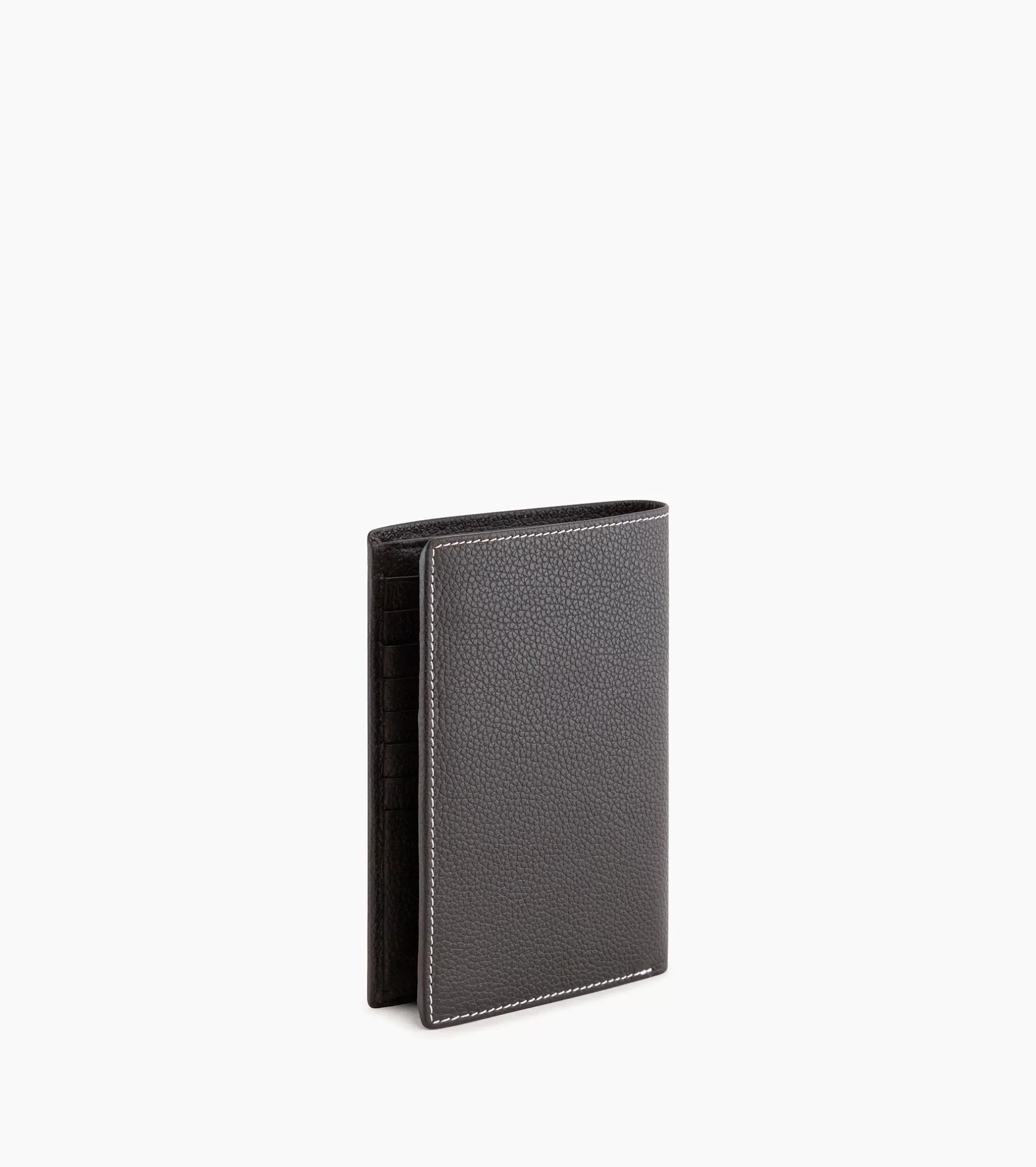 Homme Le Tanneur Grand portefeuille vertical zippé 2 volets Charles en cuir grainé - Brown Coffee Chalk White