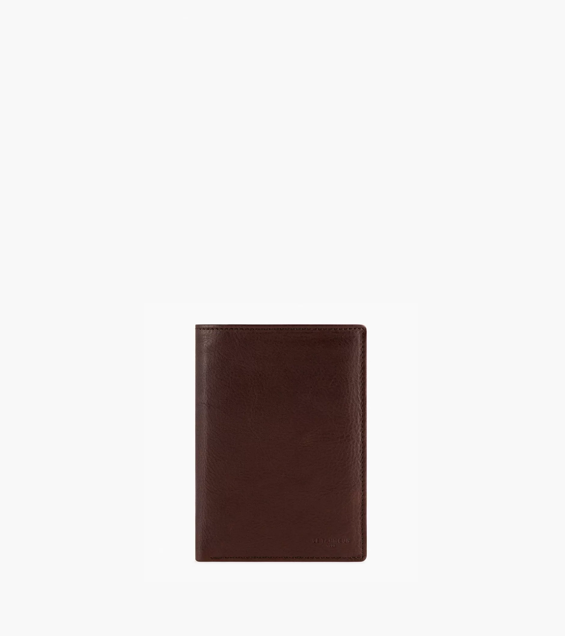 Homme Le Tanneur Grand portefeuille vertical zippé 2 volets Gary en cuir huilé - Brown