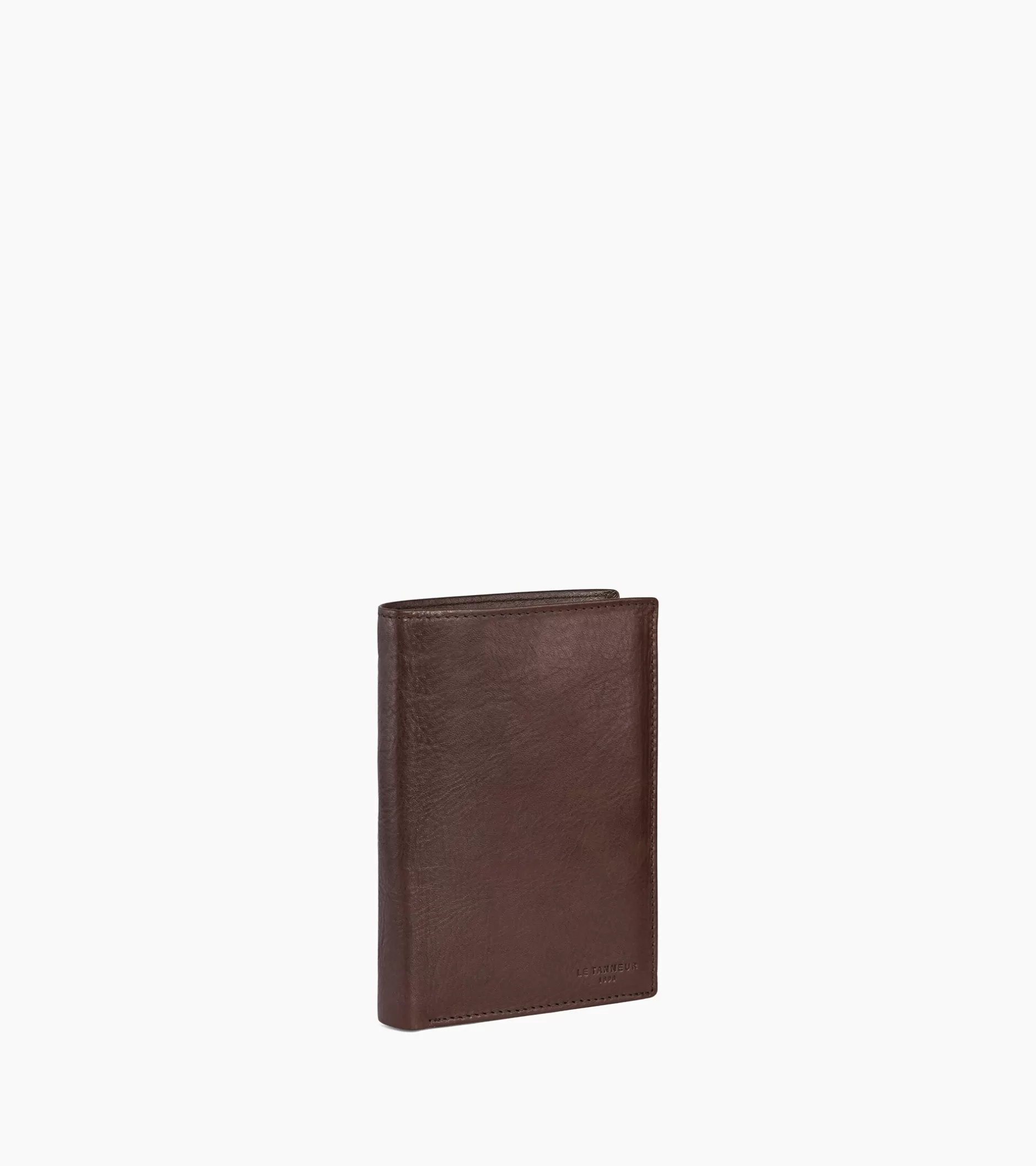 Homme Le Tanneur Grand portefeuille vertical zippé 3 volets Gary en cuir huilé - Brown