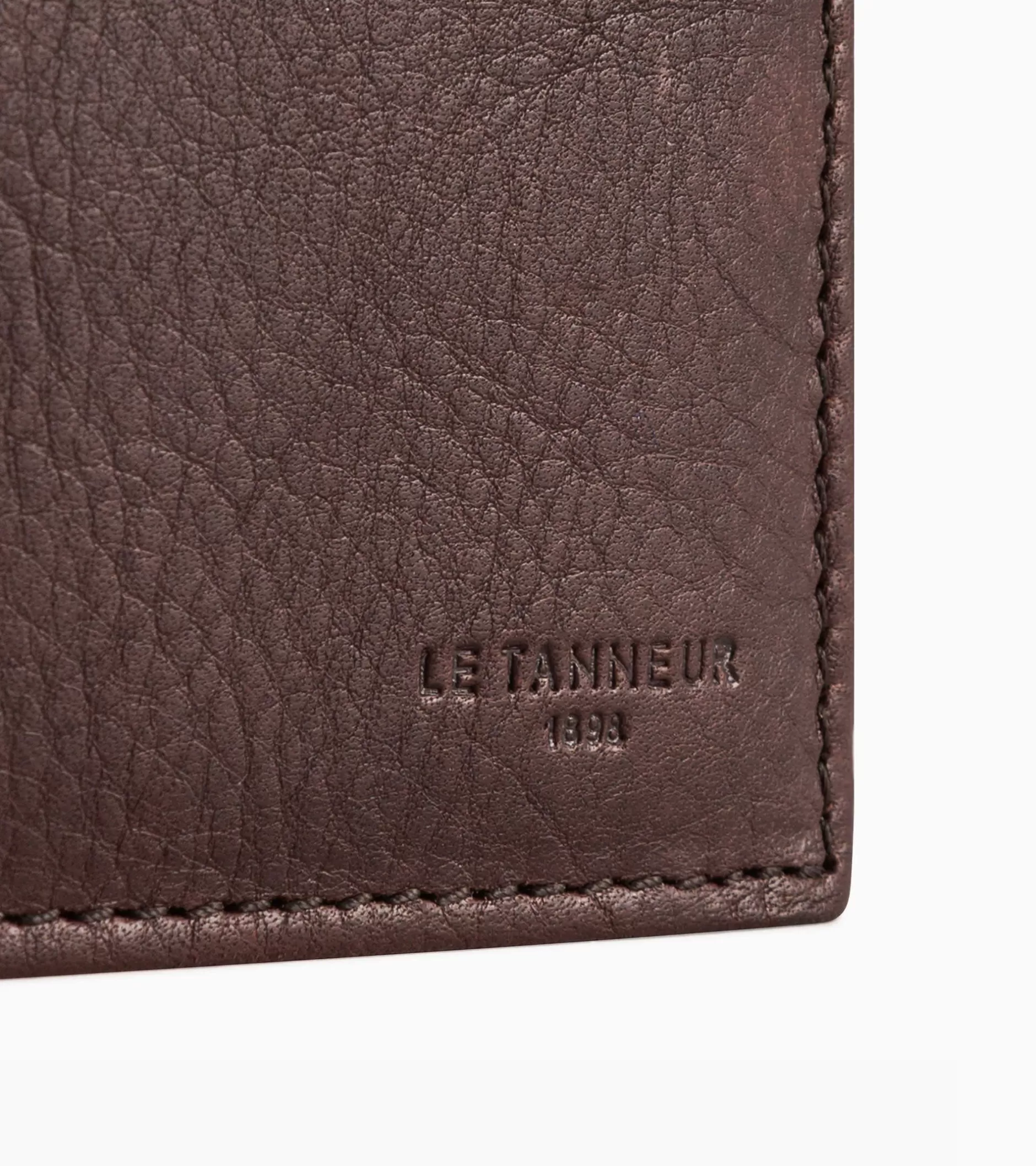 Homme Le Tanneur Grand portefeuille vertical zippé 2 volets Gary en cuir huilé - Brown
