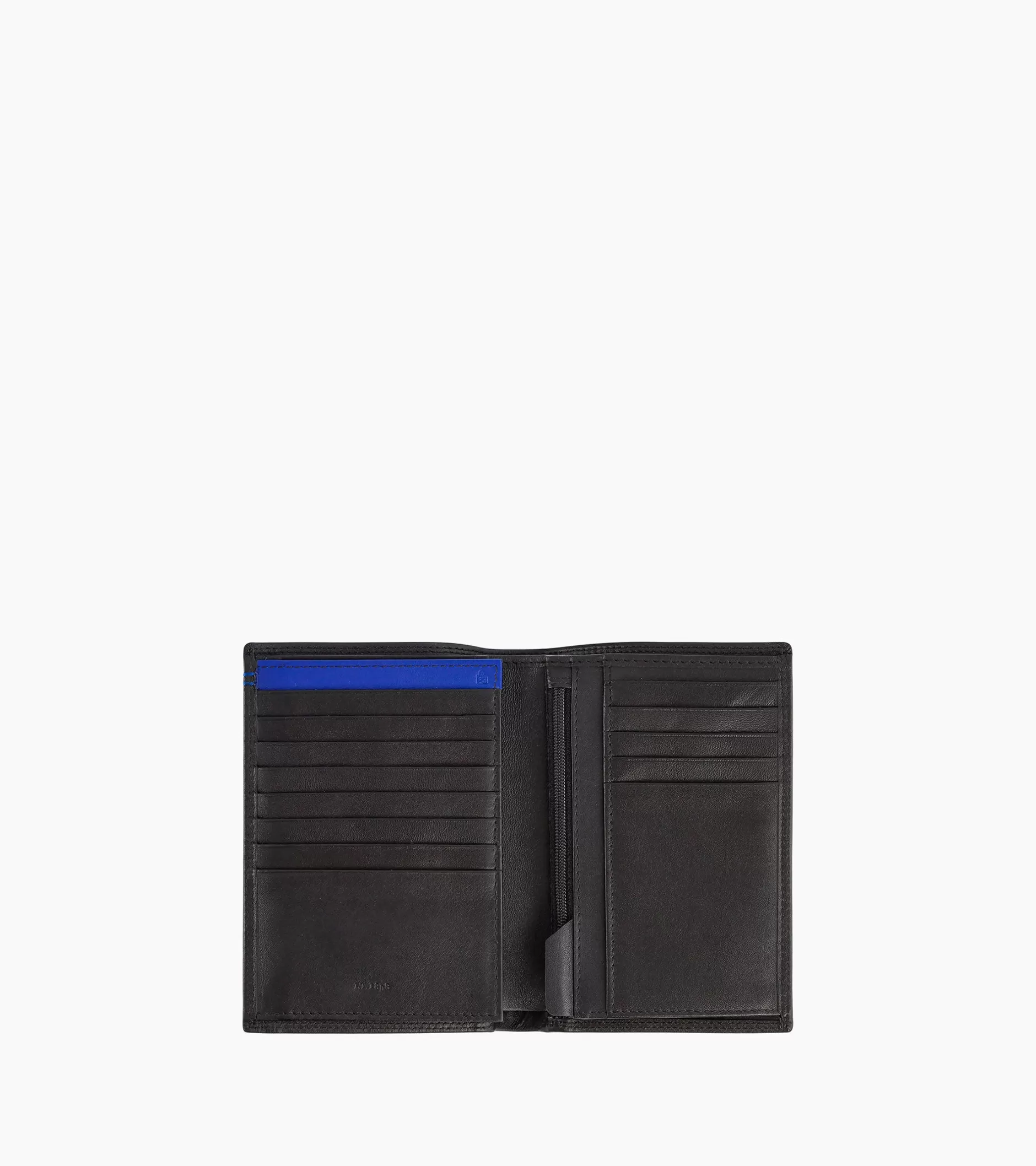 Homme Le Tanneur Grand portefeuille vertical zippé 2 volets Martin en cuir lisse - Black