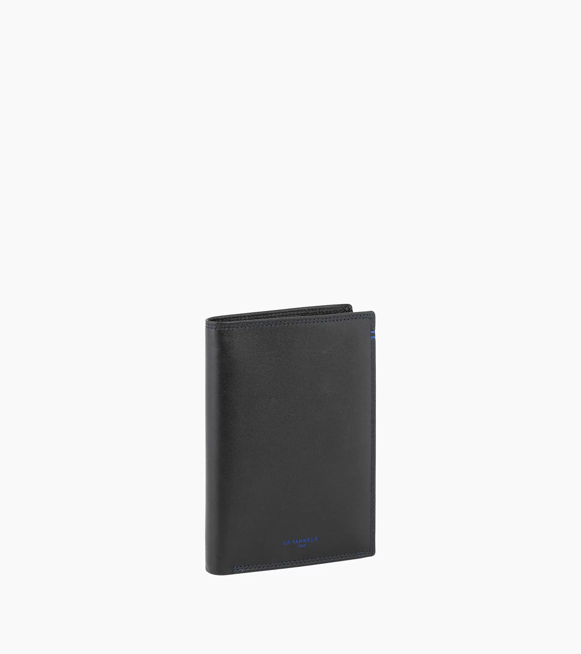 Homme Le Tanneur Grand portefeuille vertical zippé 2 volets Martin en cuir lisse - Black