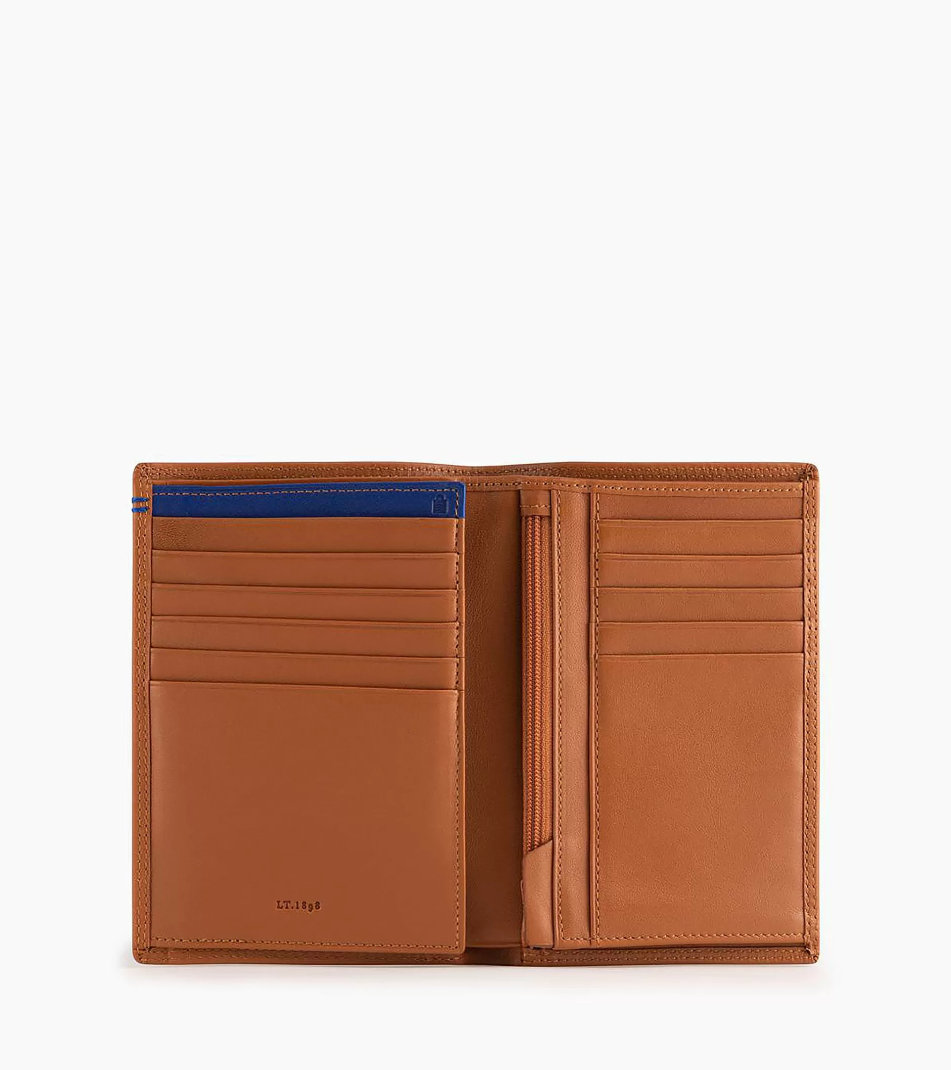 Homme Le Tanneur Grand portefeuille vertical zippé 2 volets Martin en cuir lisse - Brown Tan