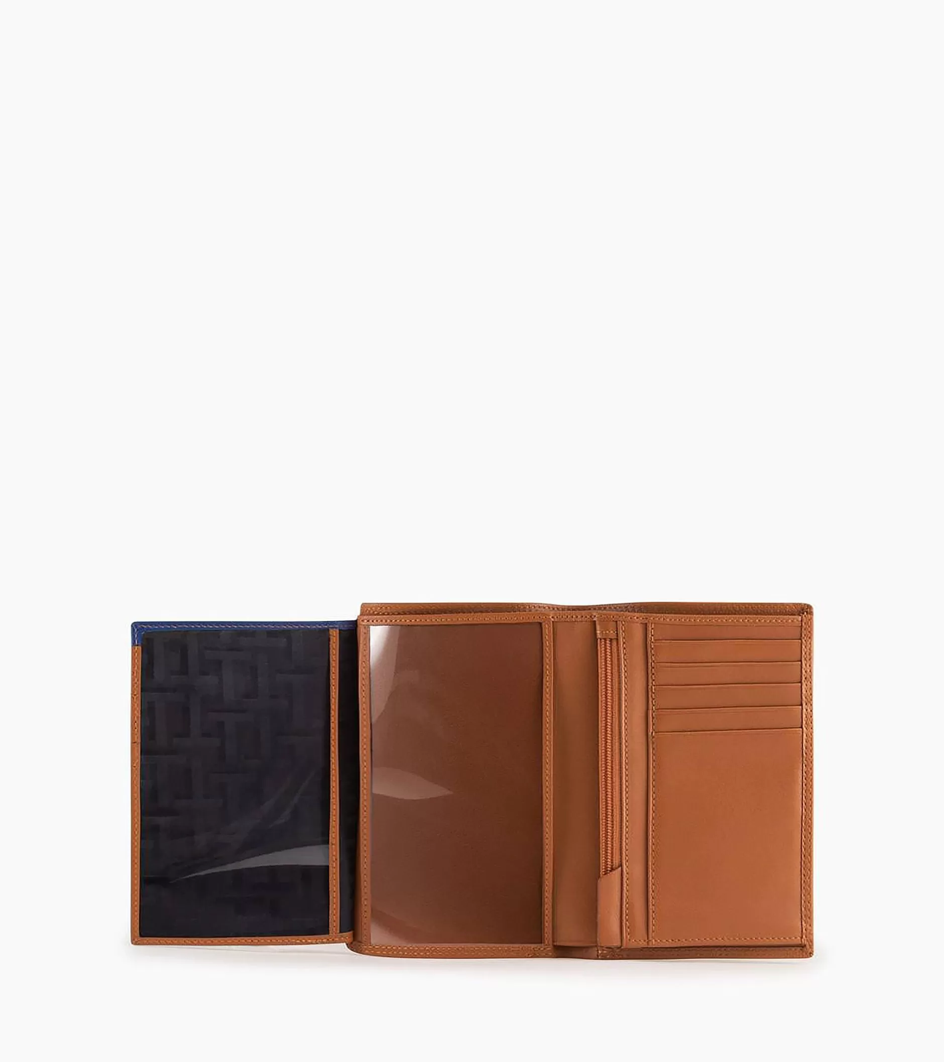Homme Le Tanneur Grand portefeuille vertical zippé 2 volets Martin en cuir lisse - Brown Tan