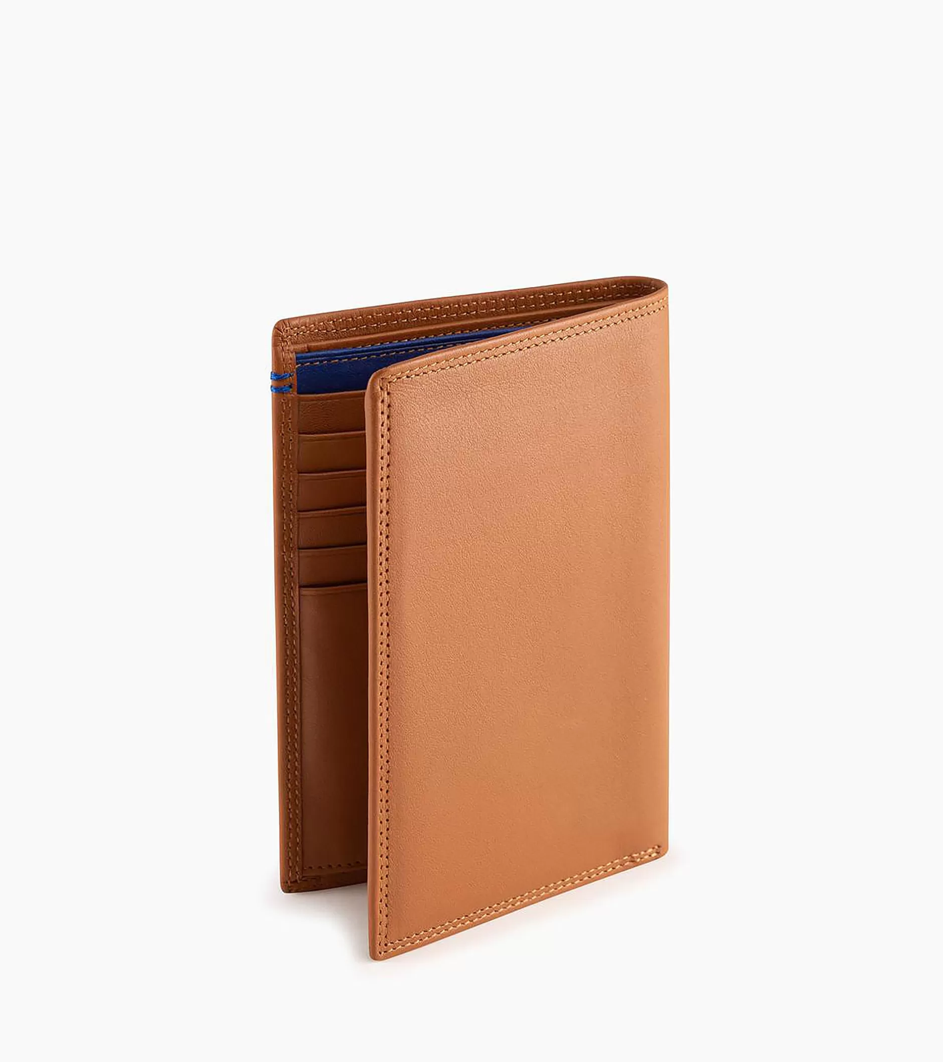 Homme Le Tanneur Grand portefeuille vertical zippé 2 volets Martin en cuir lisse - Brown Tan