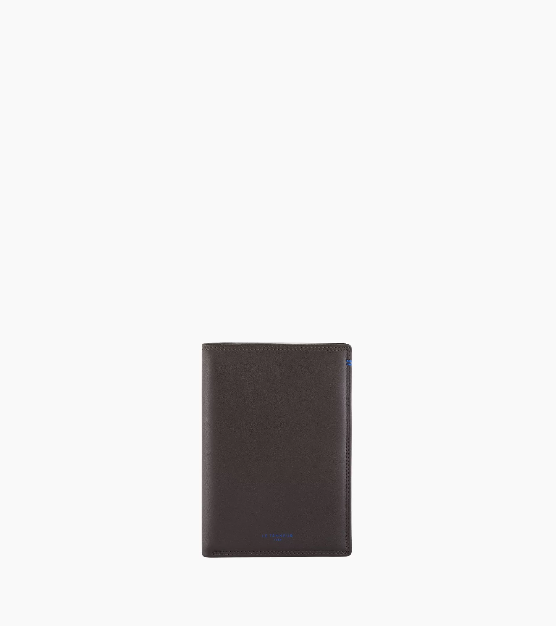 Homme Le Tanneur Grand portefeuille vertical zippé 2 volets Martin en cuir lisse - Coffee Brown