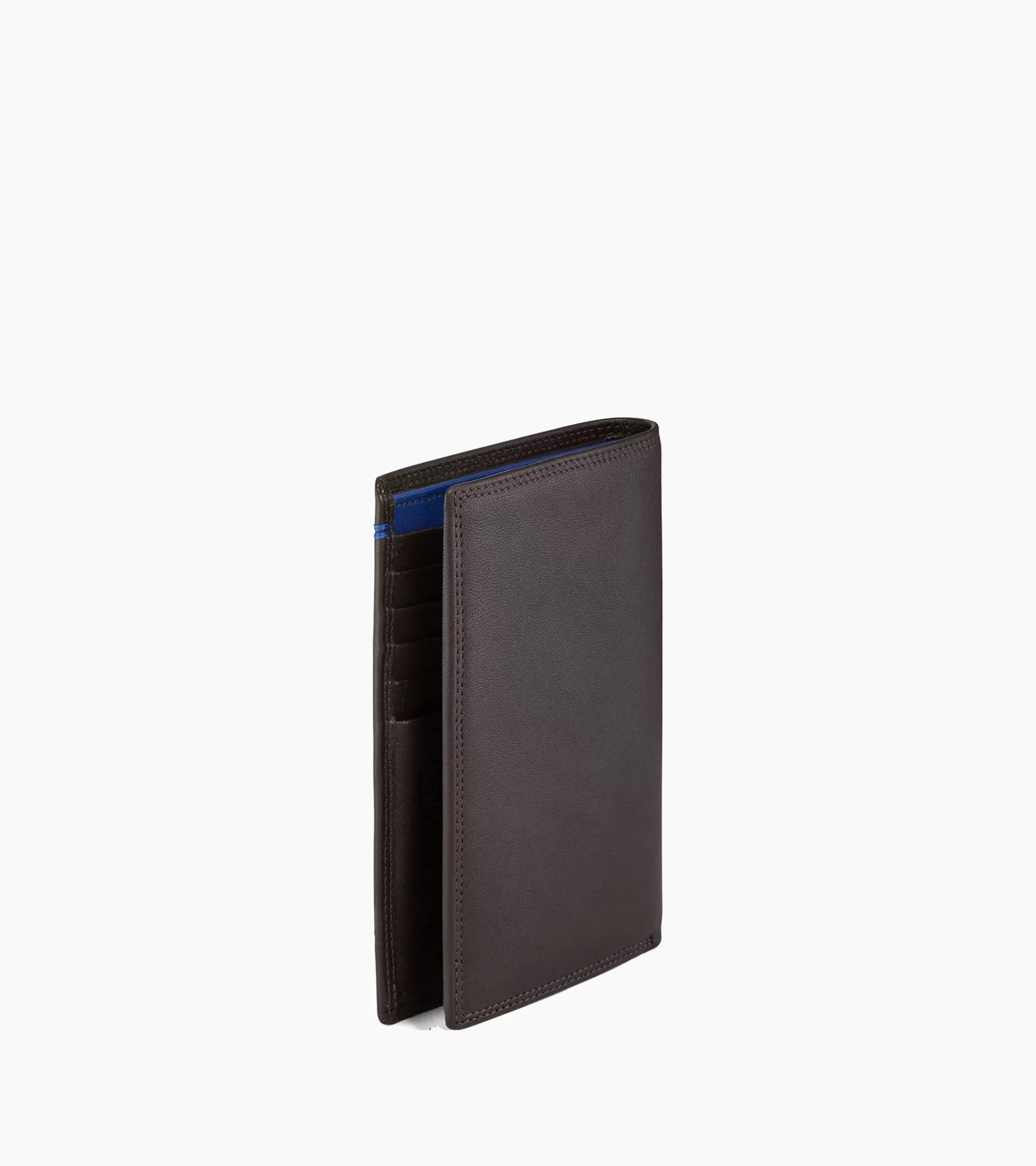 Homme Le Tanneur Grand portefeuille vertical zippé 2 volets Martin en cuir lisse - Coffee Brown