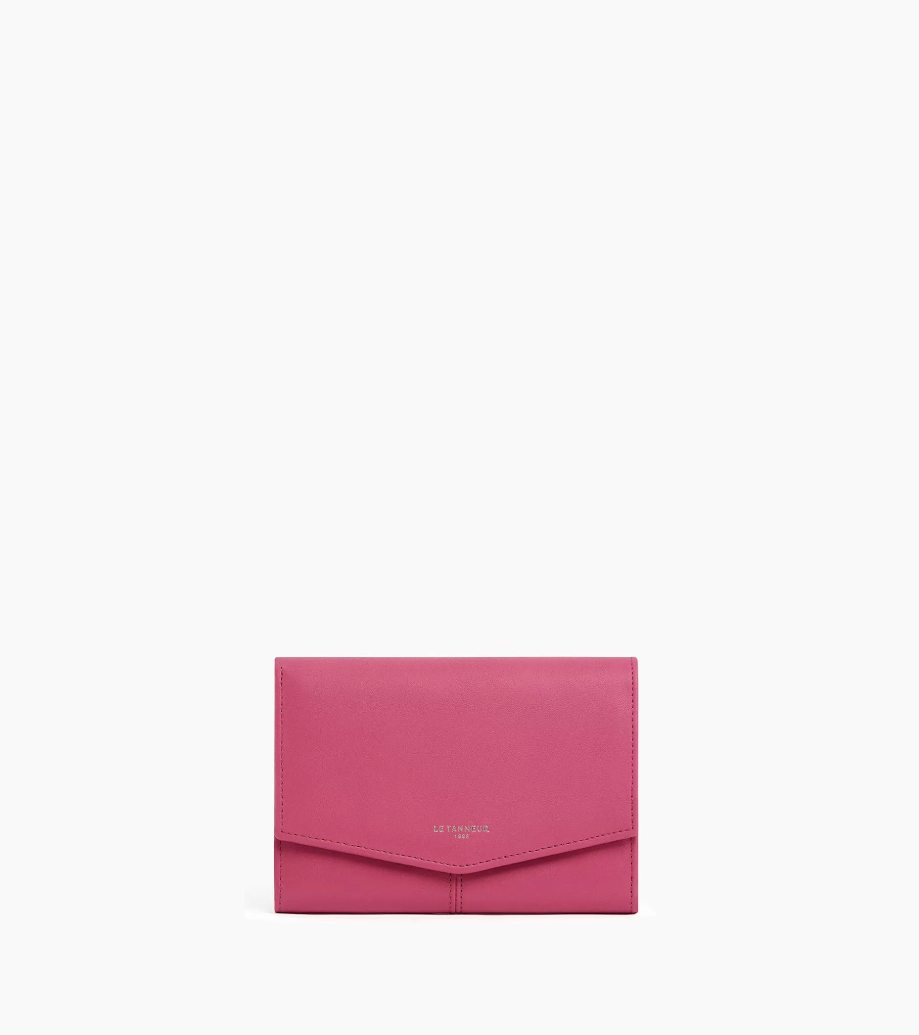 Femme Le Tanneur Grand portefeuille zippé Charlotte en cuir lisse - Pink Fuxia