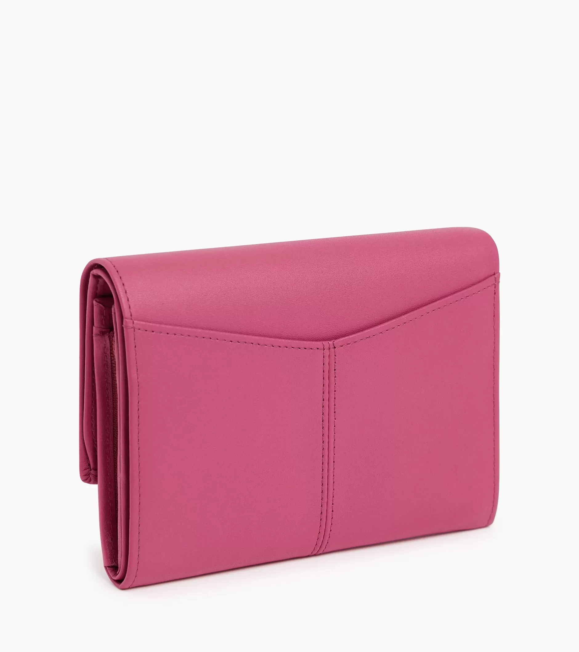 Femme Le Tanneur Grand portefeuille zippé Charlotte en cuir lisse - Pink Fuxia
