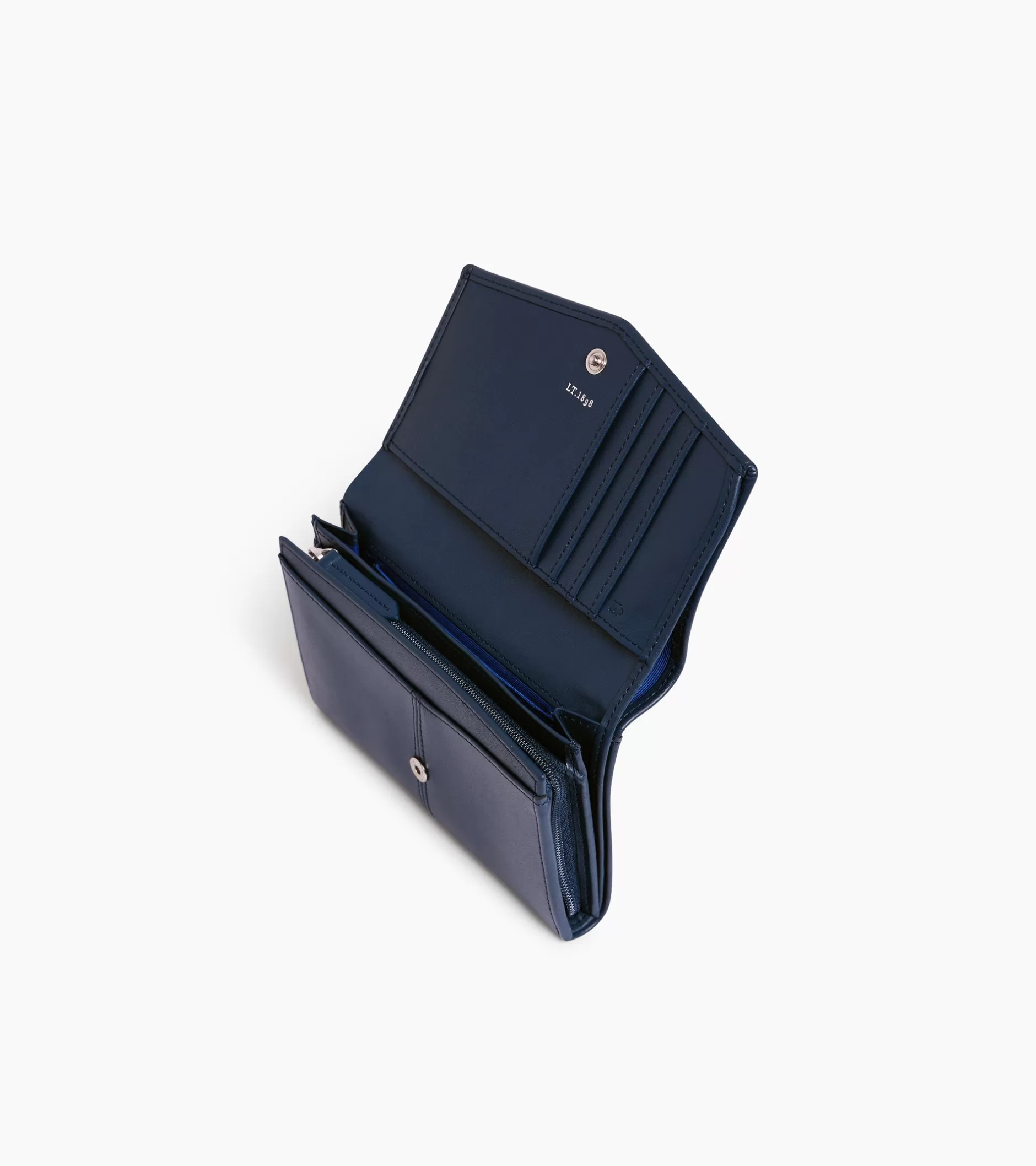 Femme Le Tanneur Grand portefeuille zippé Charlotte en cuir lisse - Twilight Blue