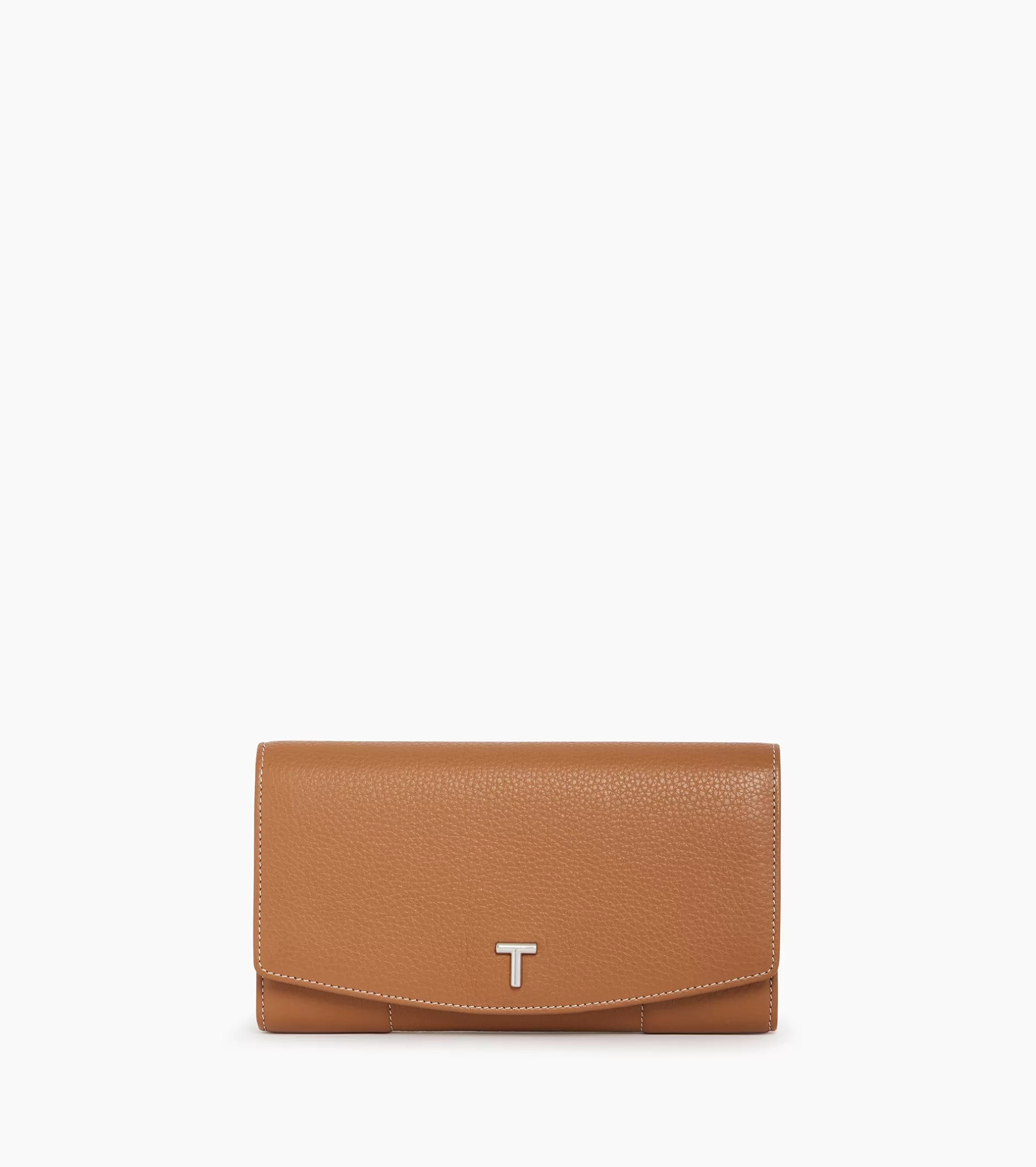 Femme Le Tanneur Grand portefeuille zippé Romy en cuir grainé - Brown Tan