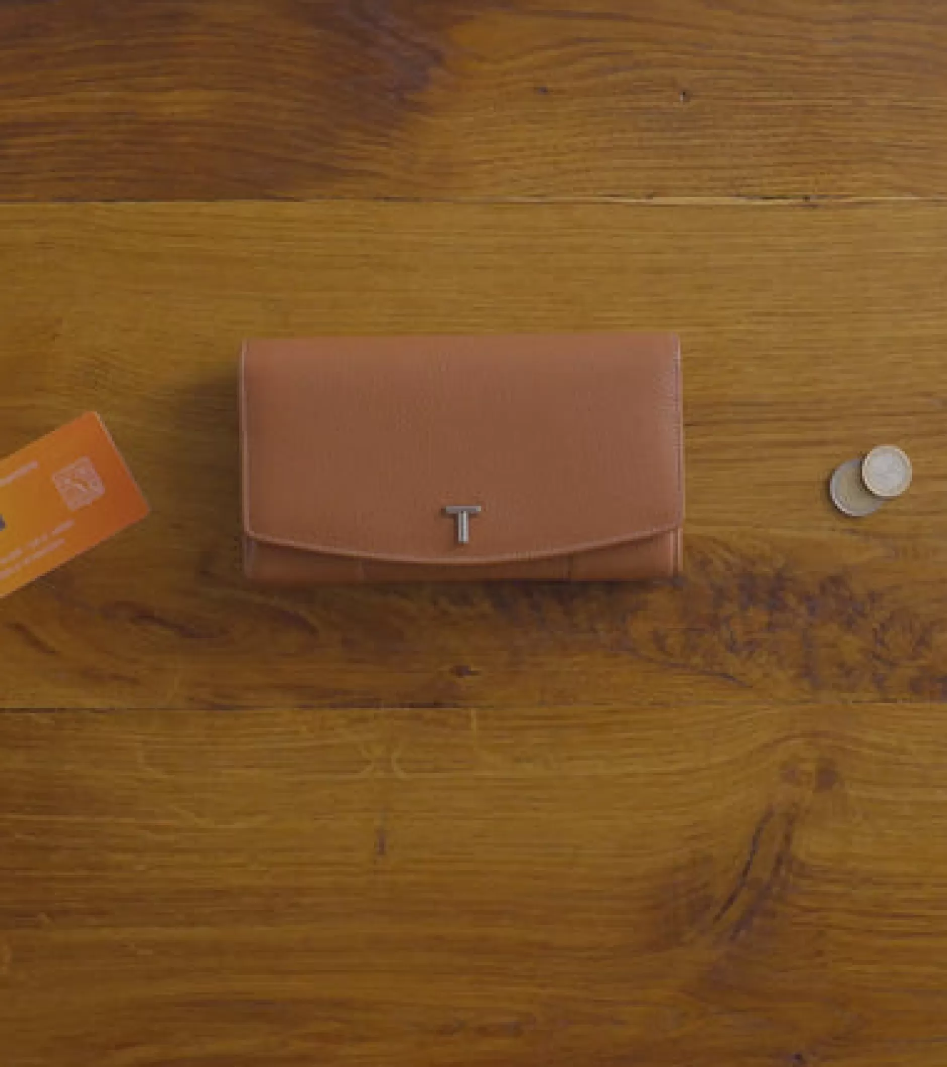 Femme Le Tanneur Grand portefeuille zippé Romy en cuir grainé - Brown Tan