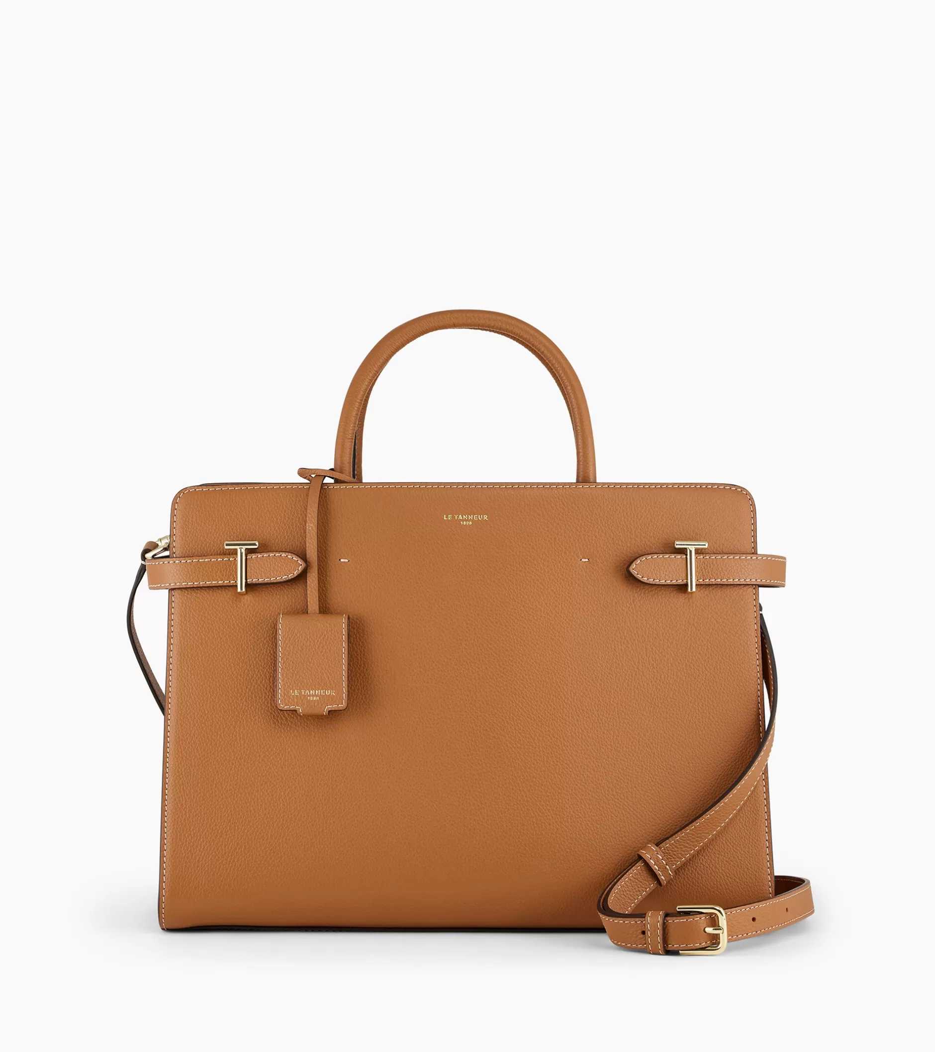 Femme Le Tanneur Grand sac à main Emilie en cuir grainé - Brown Tan