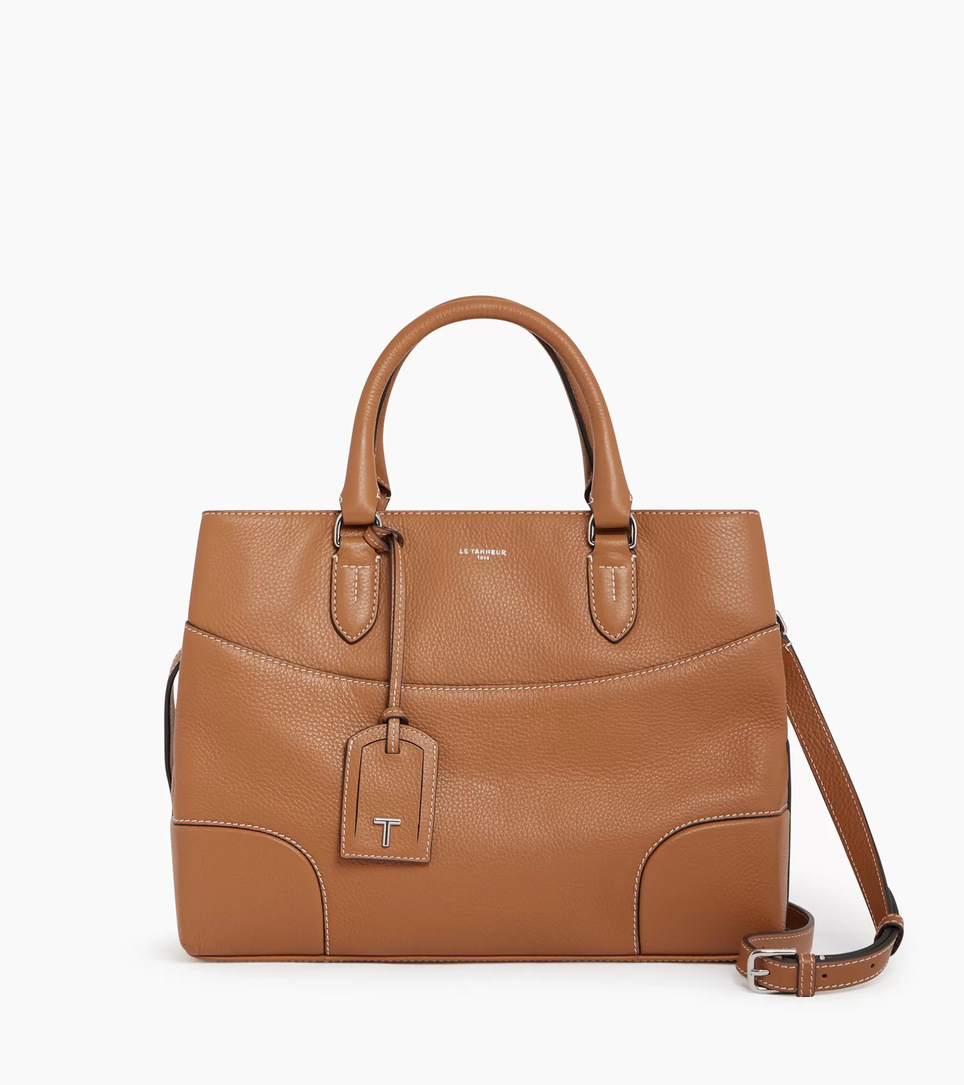 Femme Le Tanneur Grand sac à main Romy en cuir grainé - Brown Tan