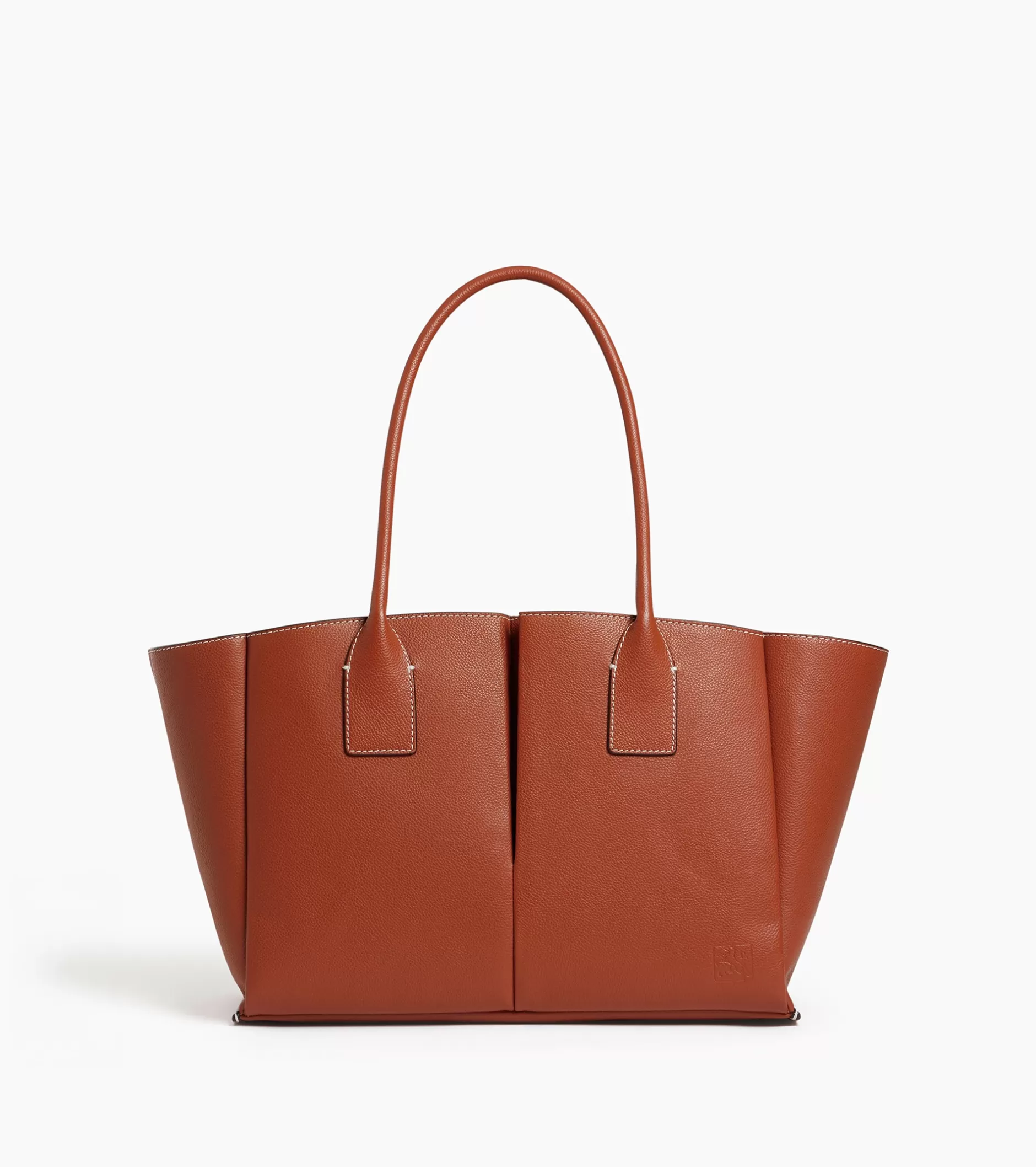 Femme Le Tanneur Grand sac cabas Elena en cuir grainé - ACAJOU 1