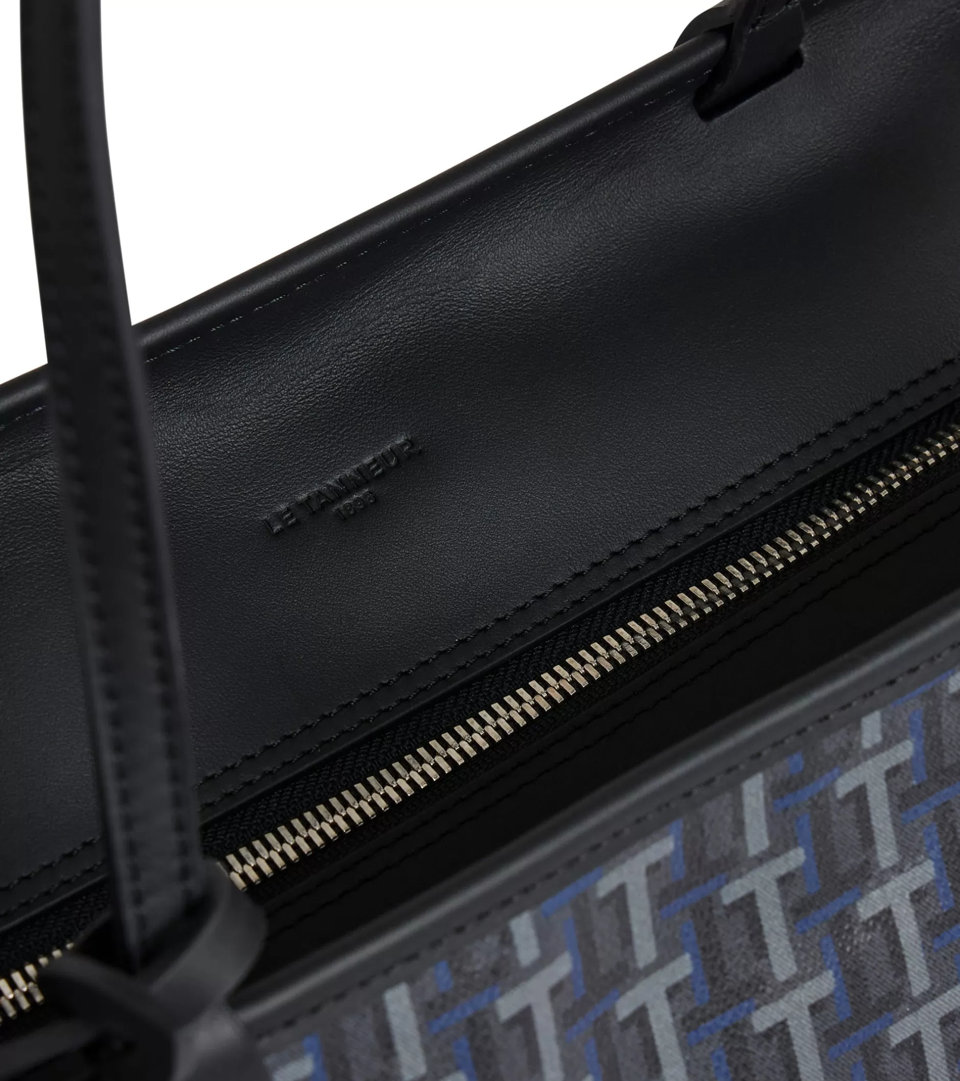 Femme Le Tanneur Grand sac cabas horizontal Camille en toile enduite - SIGNATURE LT NOIR-NOIR
