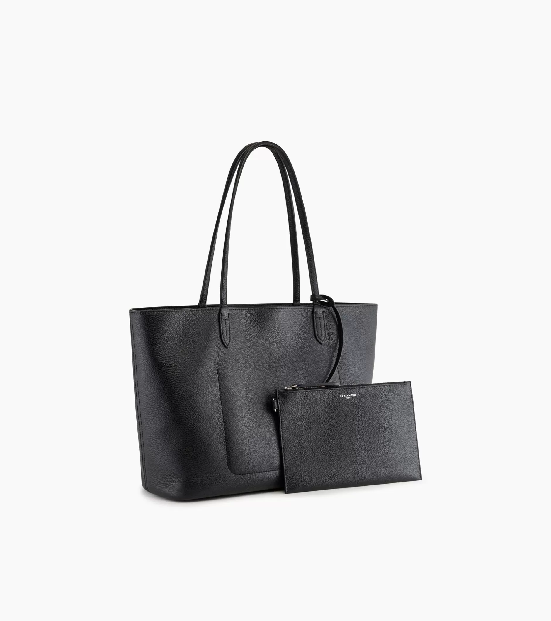Femme Le Tanneur Grand sac cabas Louise en cuir grainé - Black Le Bleu