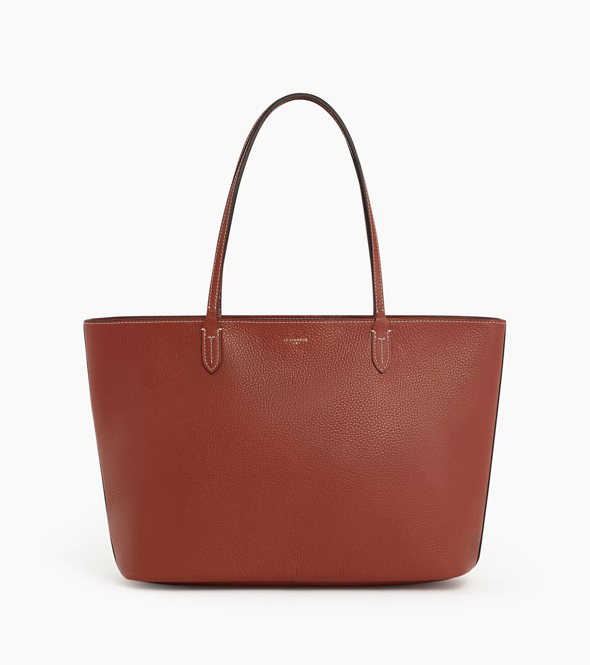 Femme Le Tanneur Grand sac cabas Louise en cuir grainé - Mahogany Brown Twilight Blue