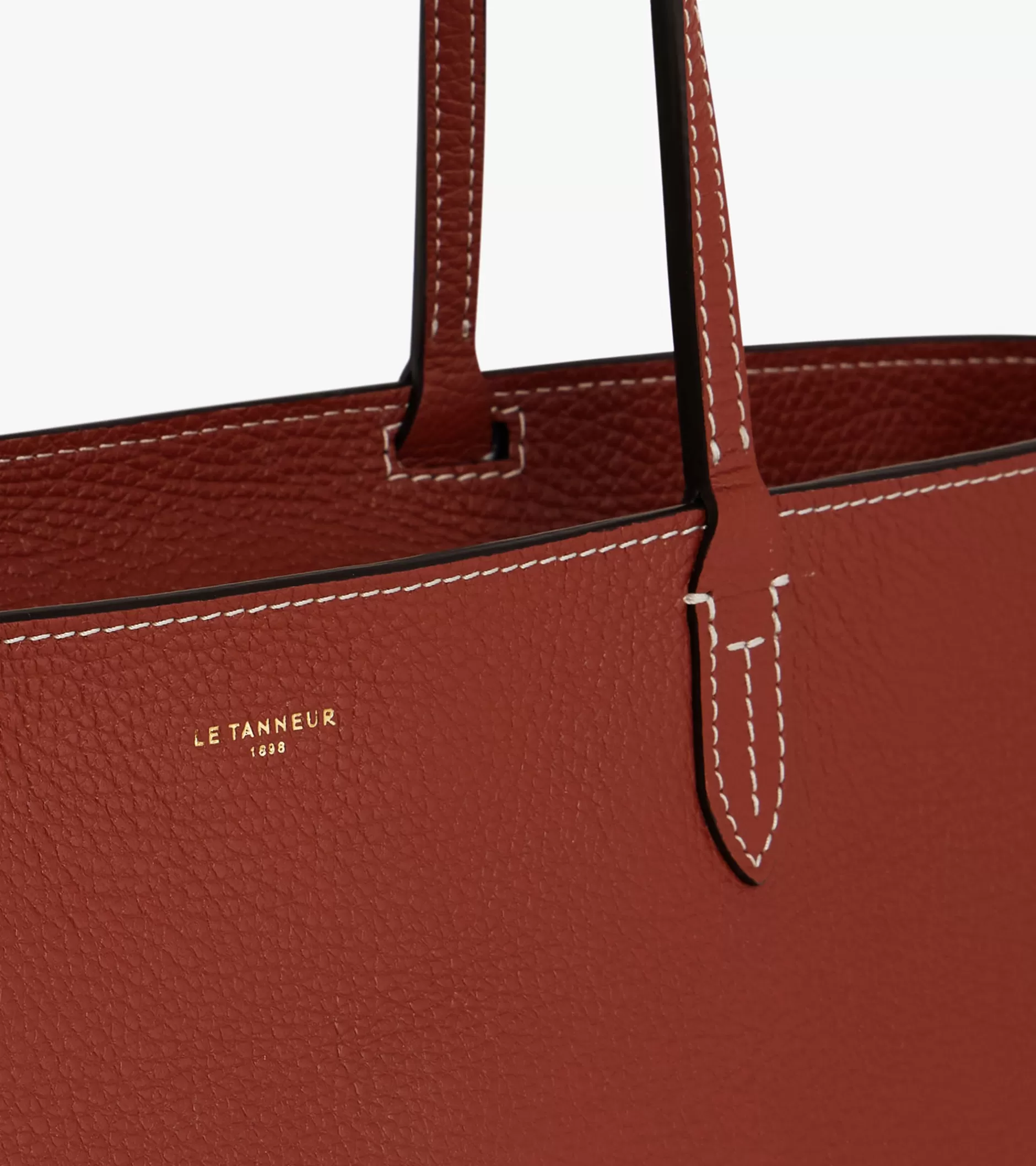 Femme Le Tanneur Grand sac cabas Louise en cuir grainé - Mahogany Brown Twilight Blue