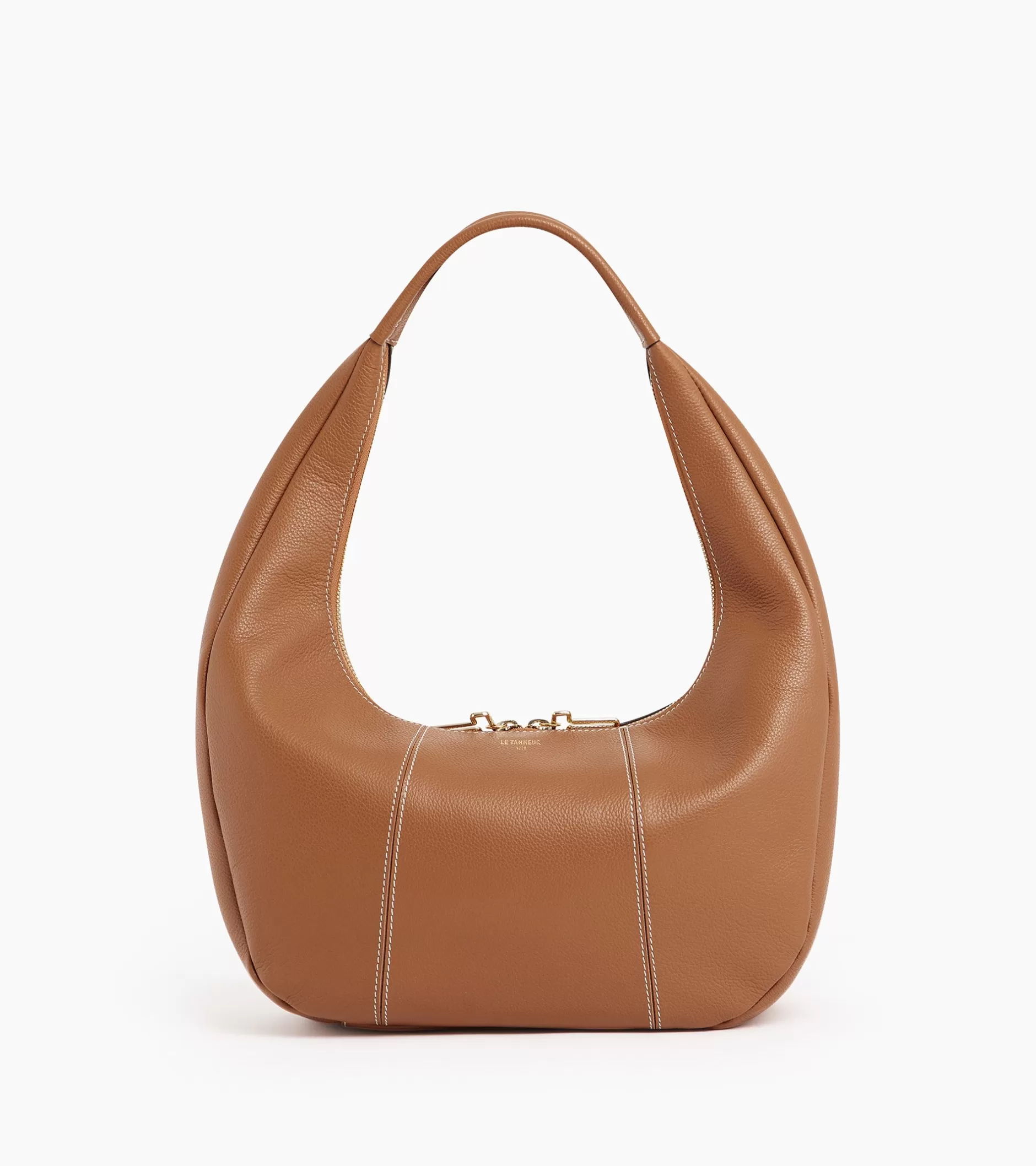 Femme Le Tanneur Grand sac hobo Juliette en cuir grainé - Brown Tan