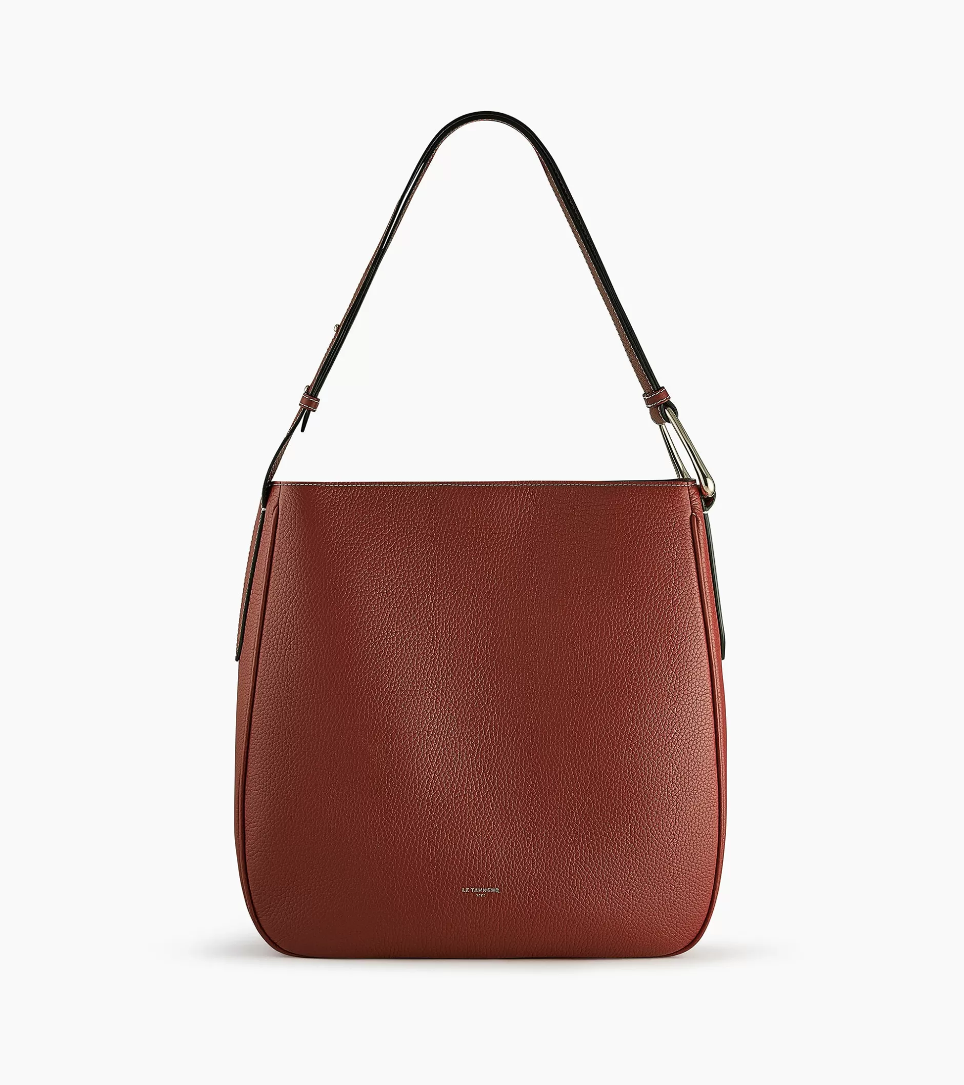 Femme Le Tanneur Grand sac hobo Madeleine en cuir grainé - Mahogany Brown