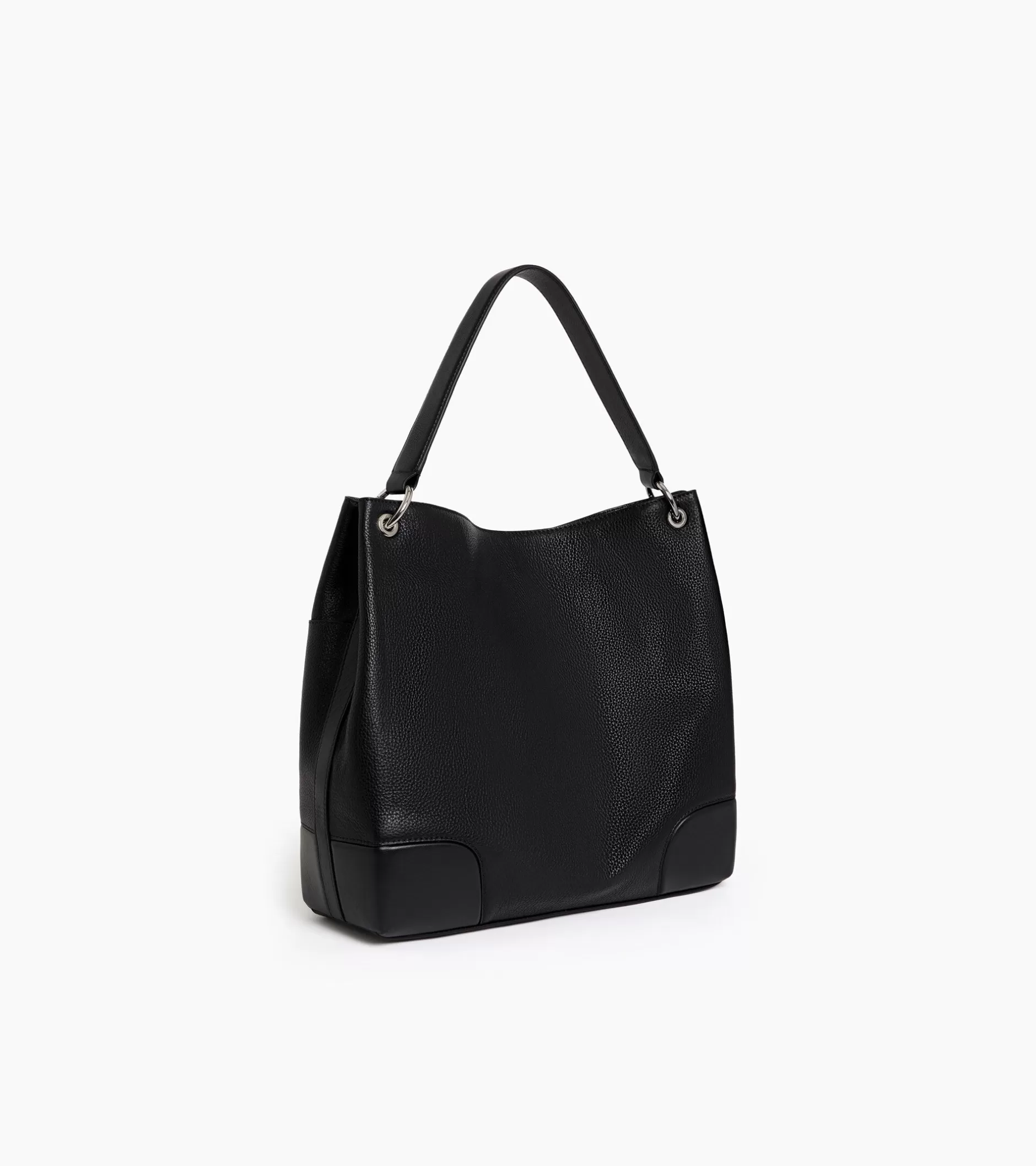 Femme Le Tanneur Grand sac hobo Romy en cuir grainé et lisse - Black