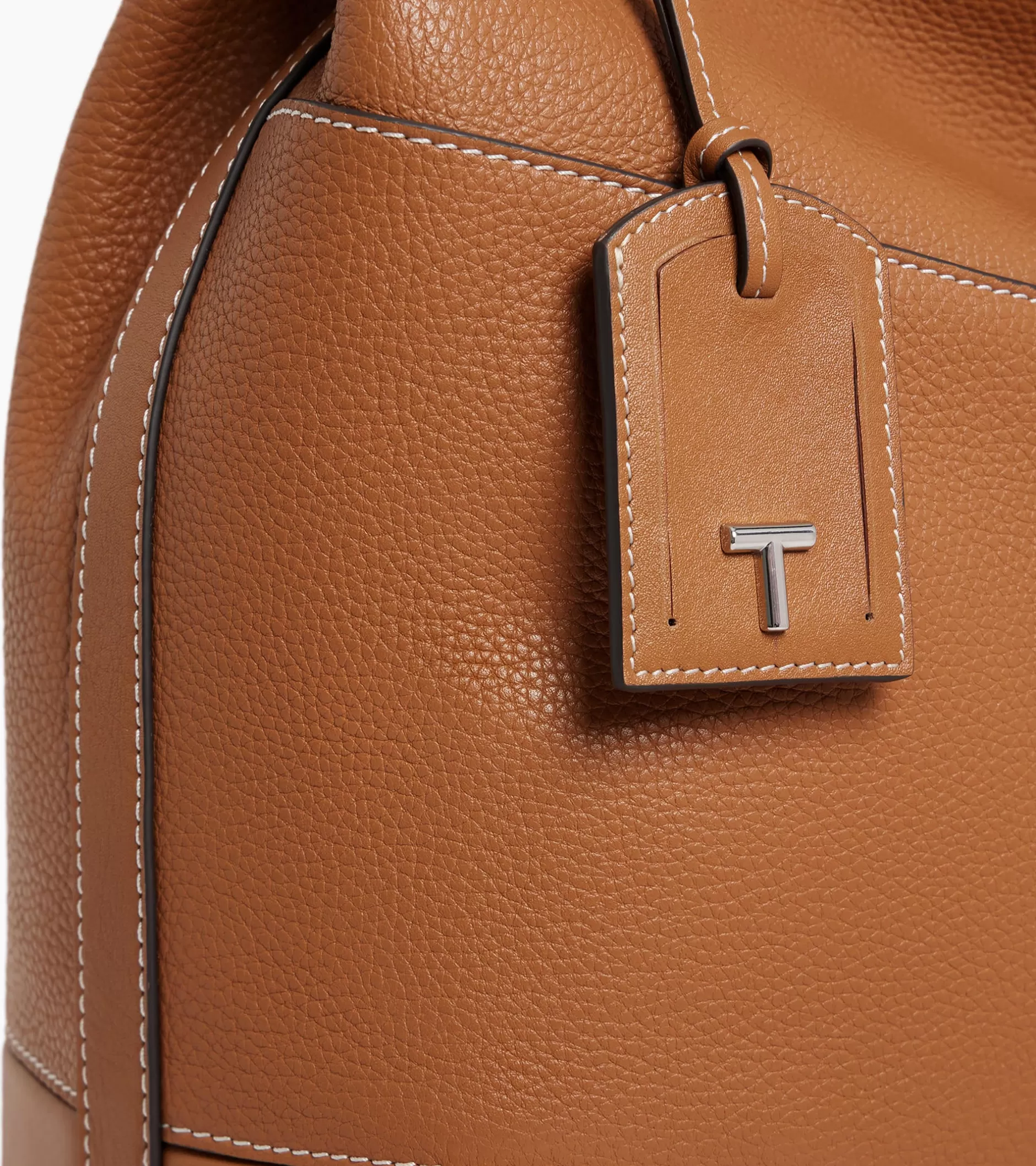 Femme Le Tanneur Grand sac hobo Romy en cuir grainé et lisse - Brown Tan
