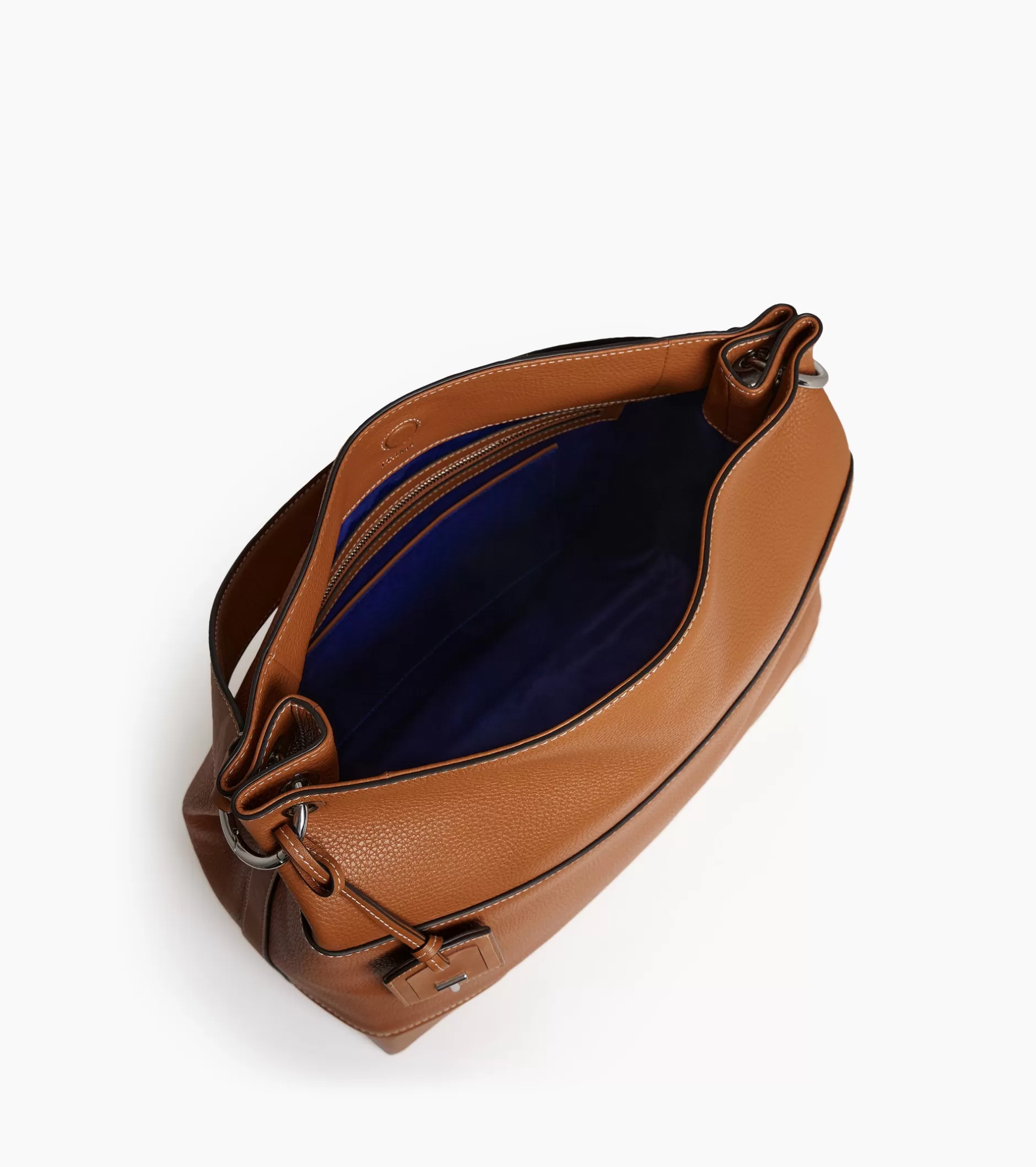 Femme Le Tanneur Grand sac hobo Romy en cuir grainé et lisse - Brown Tan