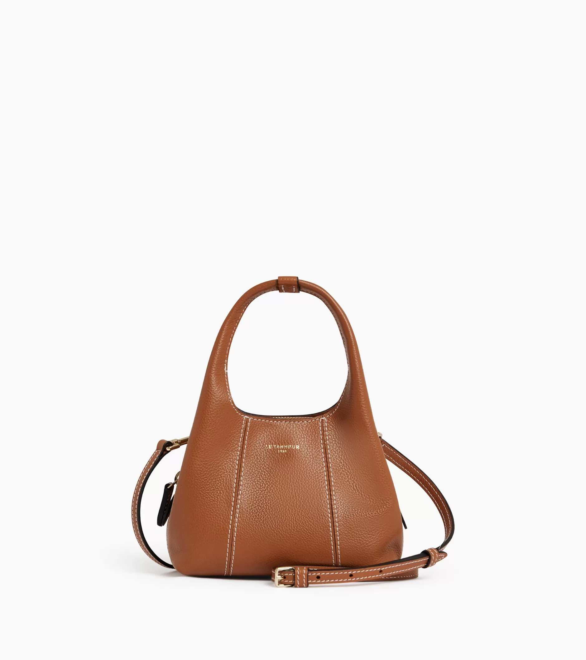 Femme Le Tanneur Mini sac à main Juliette en cuir grainé - Brown Tan