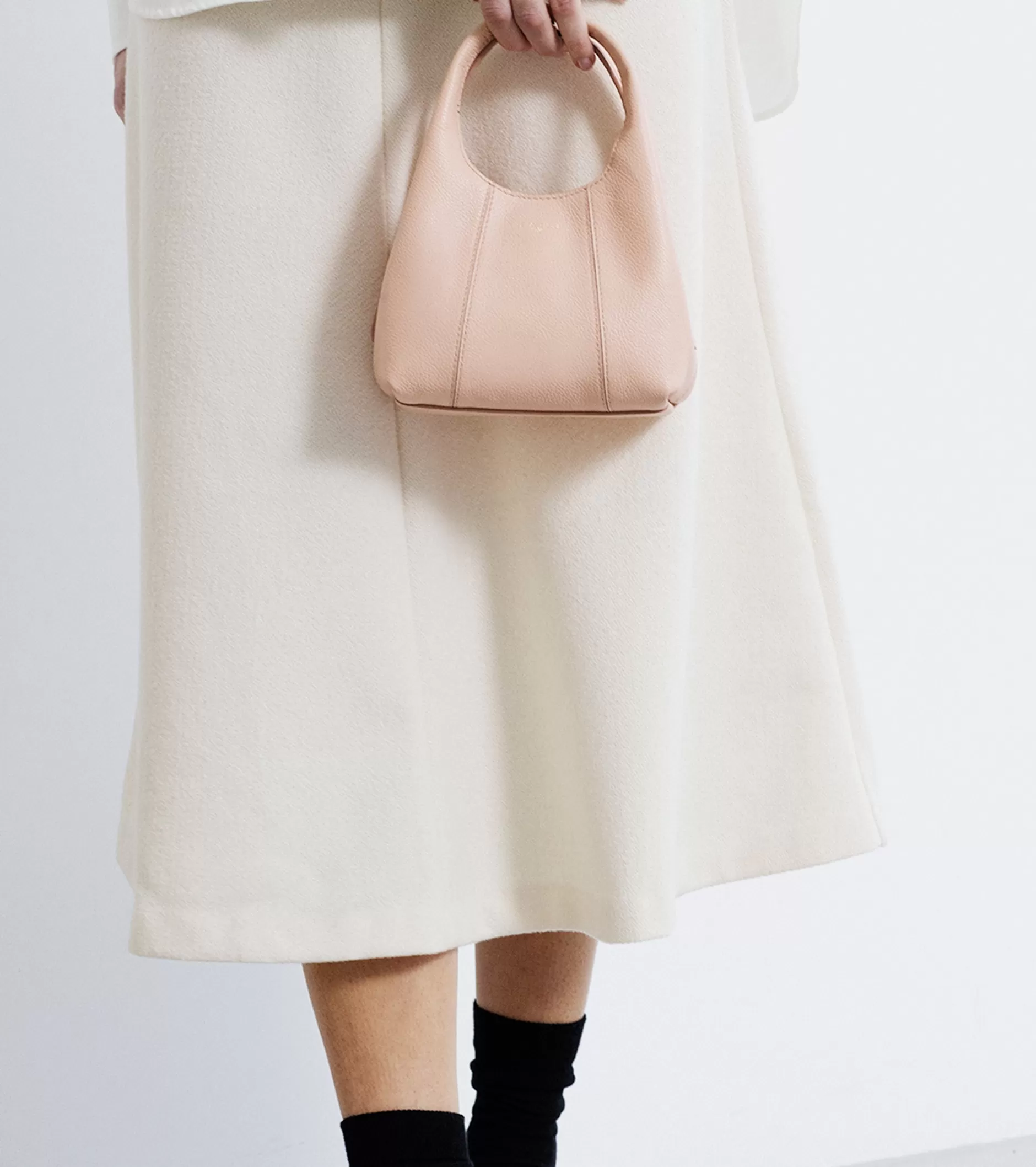 Femme Le Tanneur Mini sac à main Juliette en cuir grainé - ROSE POUDRE