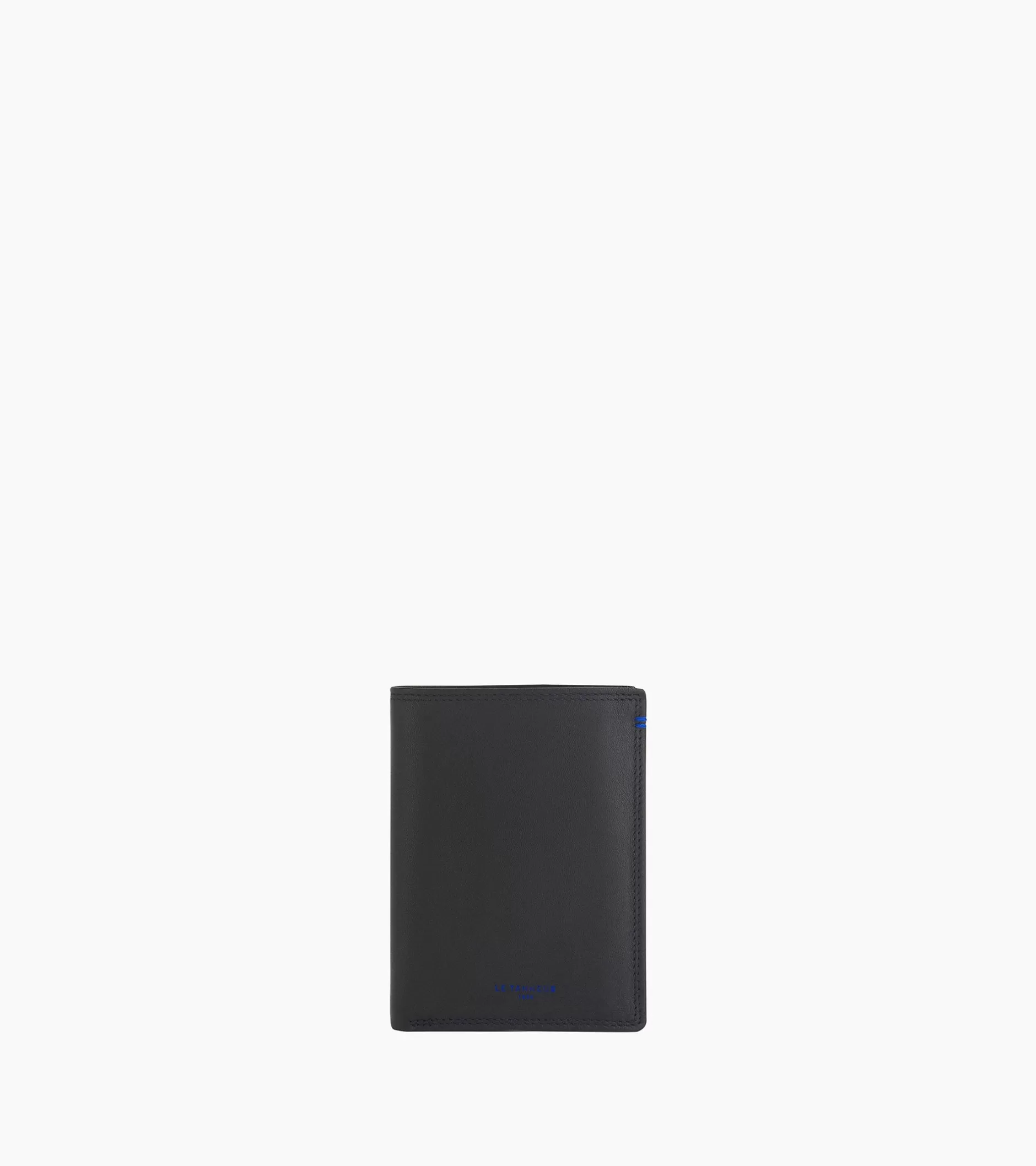 Homme Le Tanneur Petit portefeuille vertical zippé 2 volets Martin en cuir lisse - Black