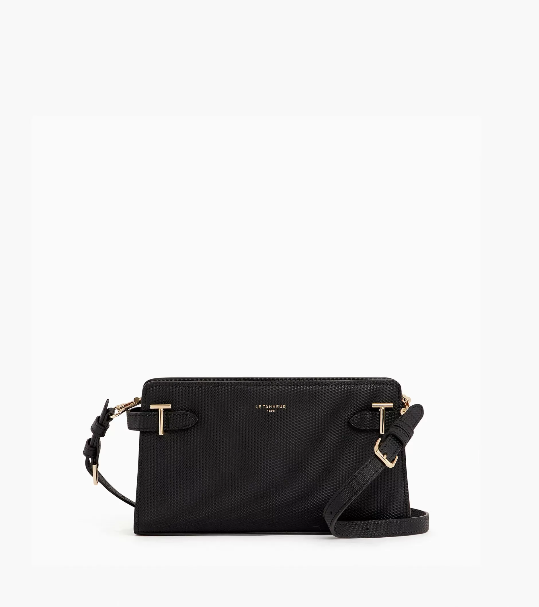 Femme Le Tanneur Petit sac à bandoulière Emilie en cuir signature T - Black