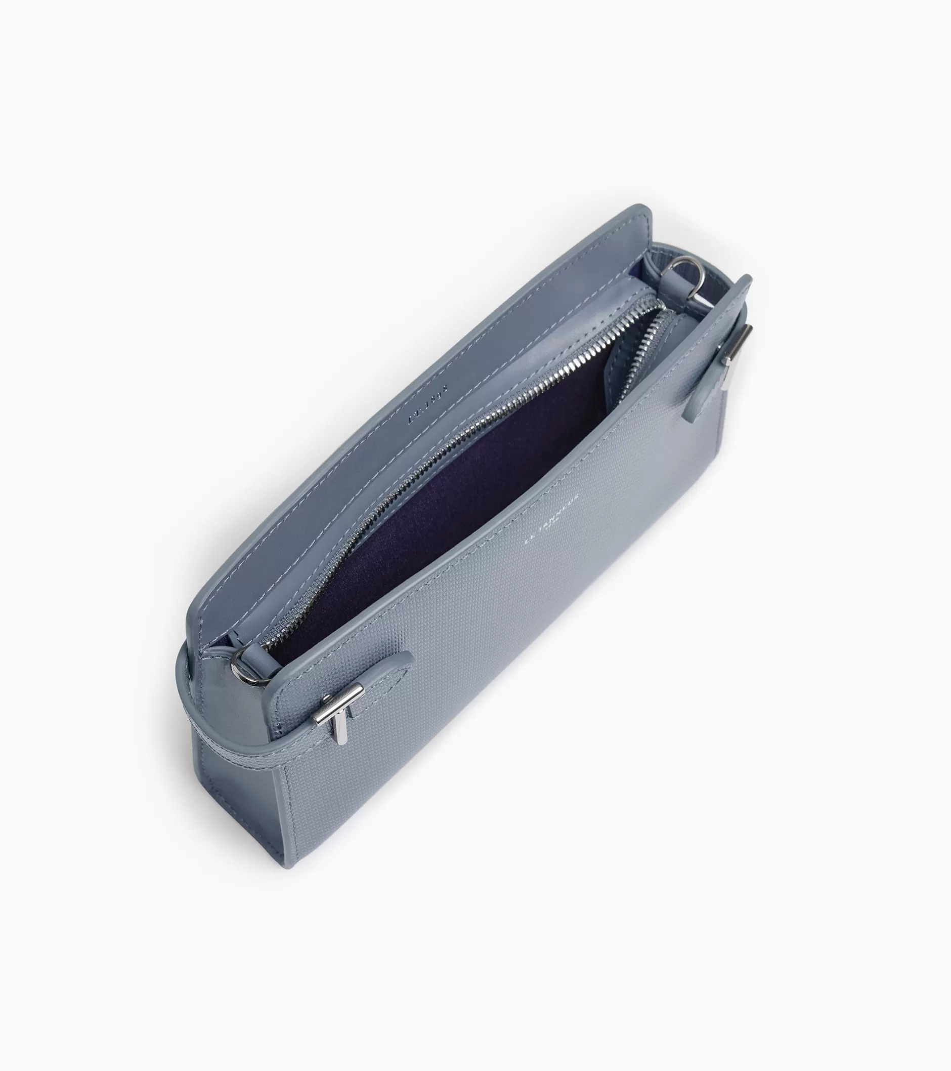 Femme Le Tanneur Petit sac à bandoulière Emilie en cuir signature T - BLEU ARGILE